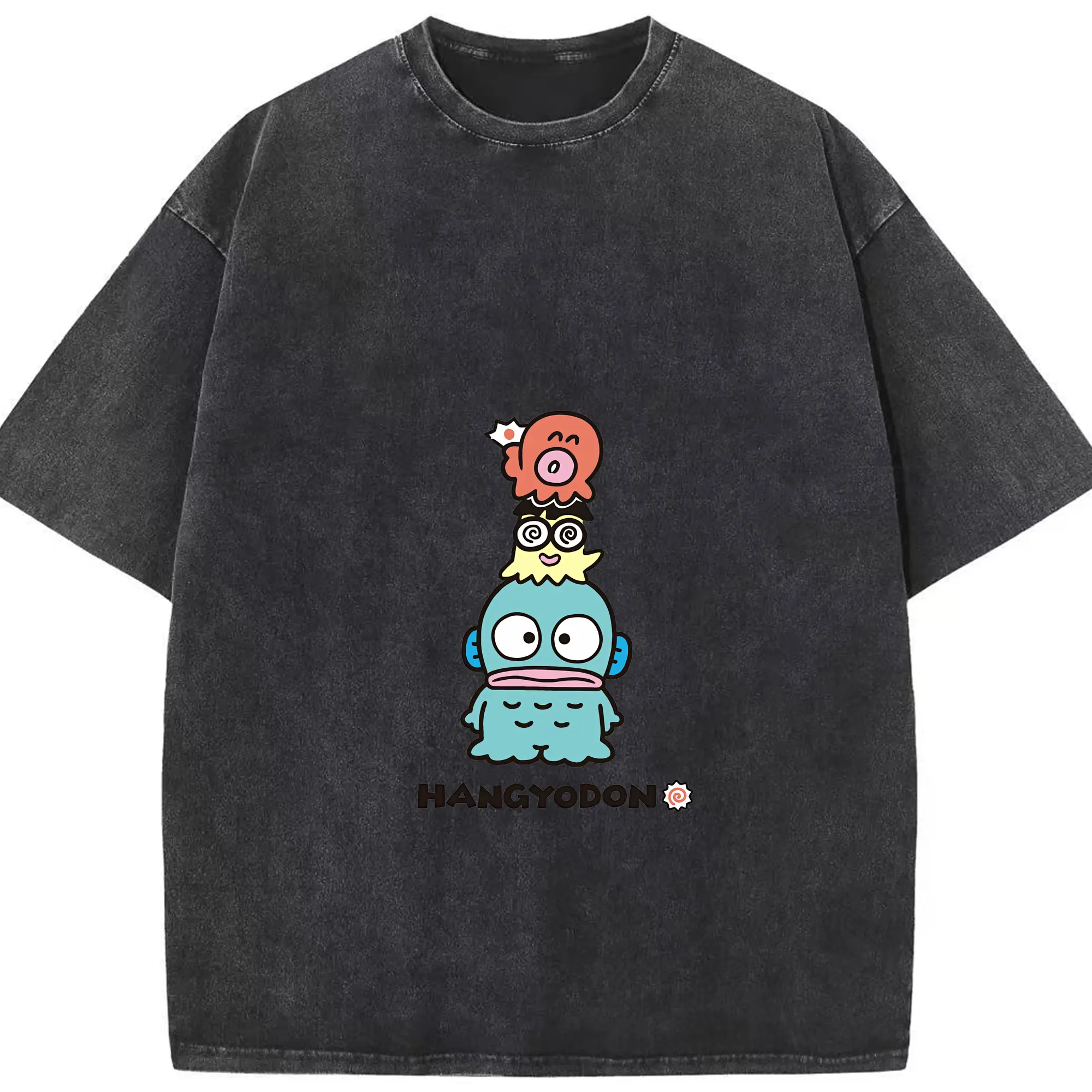 サンリオ グッズ,ハンギョドン - 綿100％ ヴィンテージ風 半袖Tシャツ ・ フロントプリント ・ 柔らか肌触り ・ 通気性 快適 ・ スポーツ カジュアル 外出用