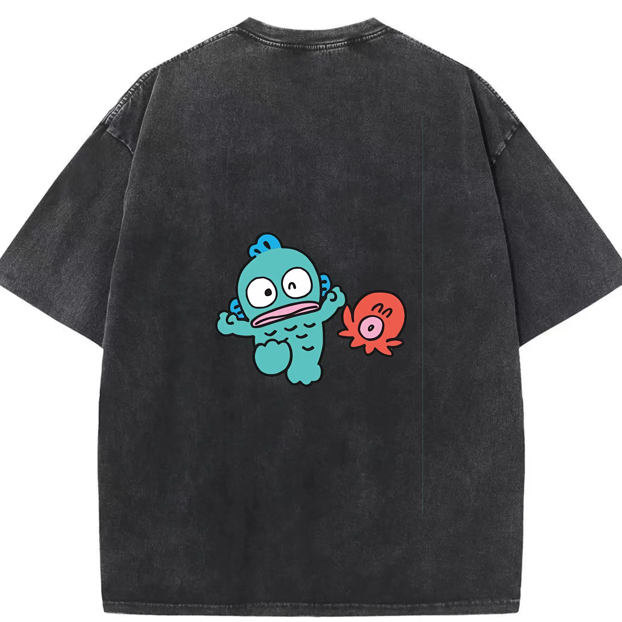 サンリオ グッズ,ハンギョドン - 綿100％ ヴィンテージ風 半袖Tシャツ ・ 背面プリント ・ 柔らか肌触り ・ 通気性 快適 ・ スポーツ カジュアル 外出用