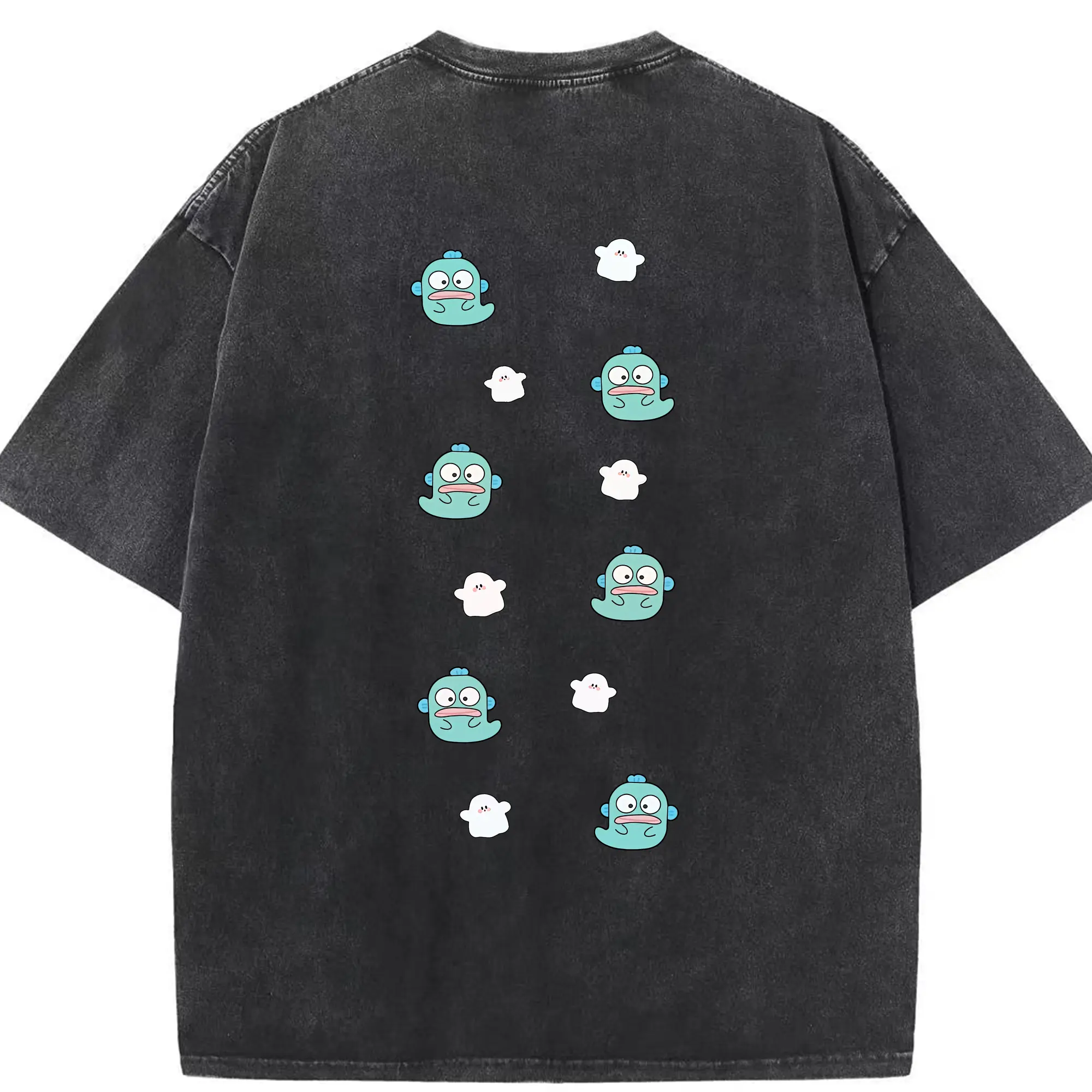 サンリオ グッズ,ハンギョドン - 綿100％ ヴィンテージ風 半袖Tシャツ ・ 背面プリント ・ 柔らか肌触り ・ 通気性 快適 ・ スポーツ カジュアル 外出用