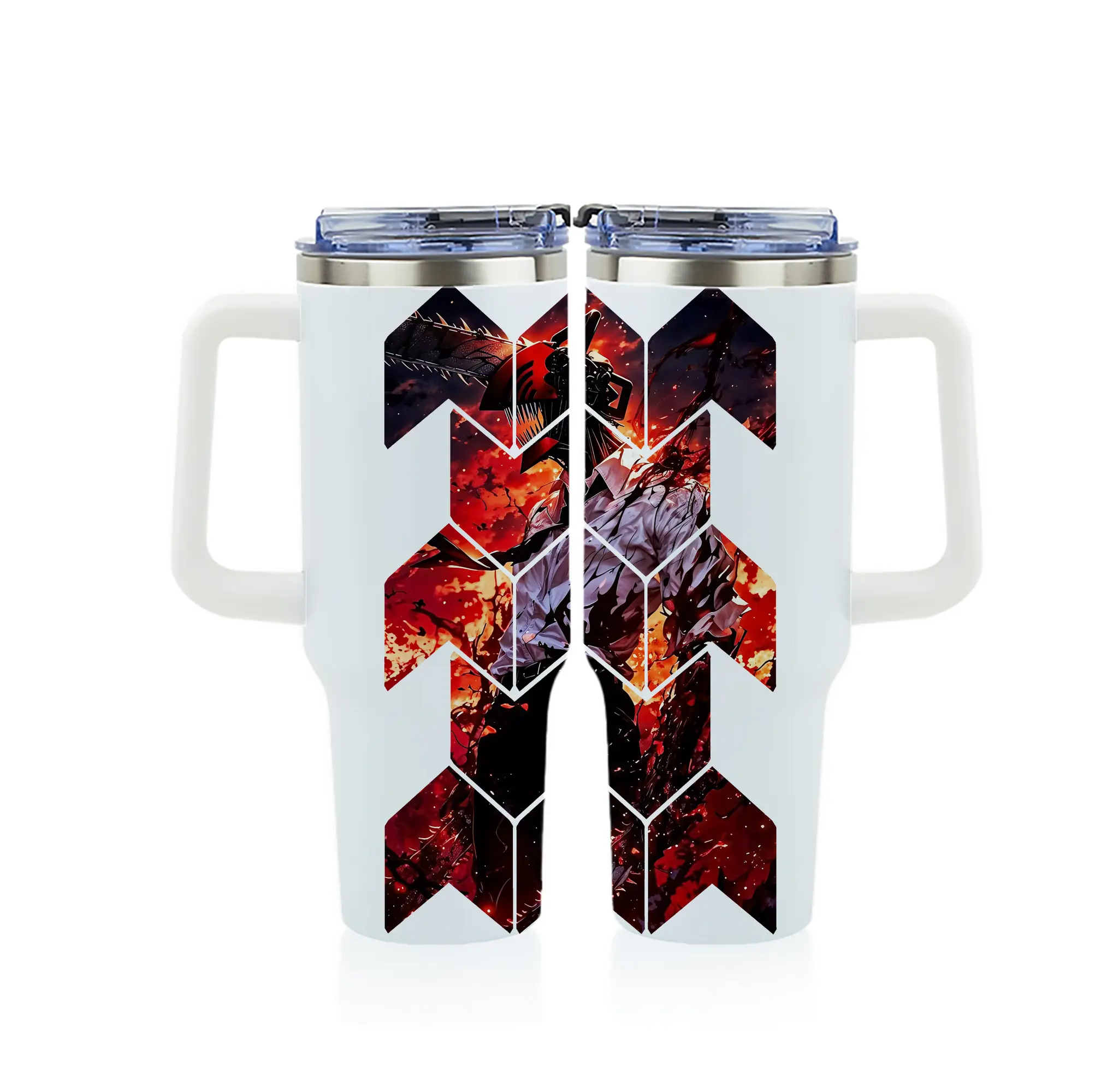 チェンソーマン グッズ,デンジ - 1200mL フルプリント車用タンブラー ・ 304ステンレス 内側 ・ 201ステンレス 外側 ・ 保温 保冷 ・ 通勤 ドライブ アウトドア用