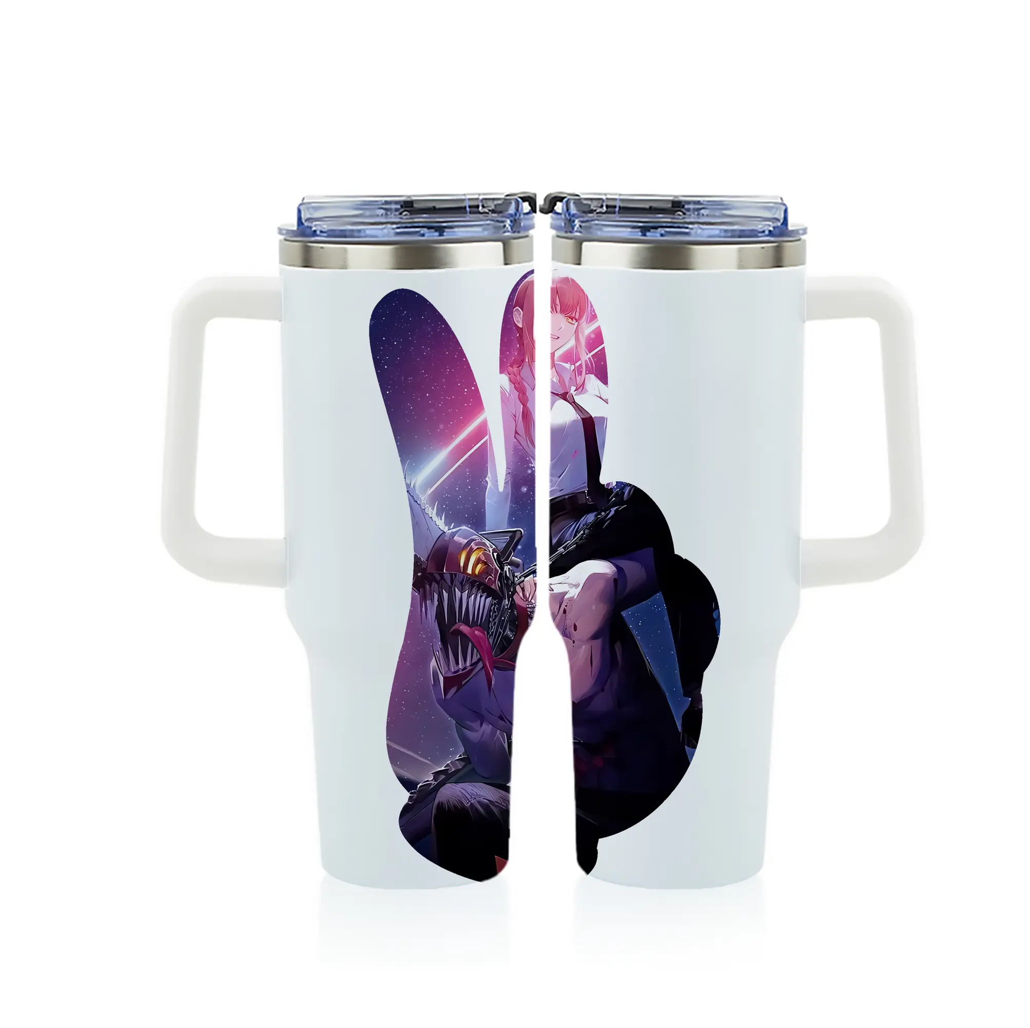 チェンソーマン グッズ,デンジ - 1200mL フルプリント車用タンブラー ・ 304ステンレス 内側 ・ 201ステンレス 外側 ・ 保温 保冷 ・ 通勤 ドライブ アウトドア用