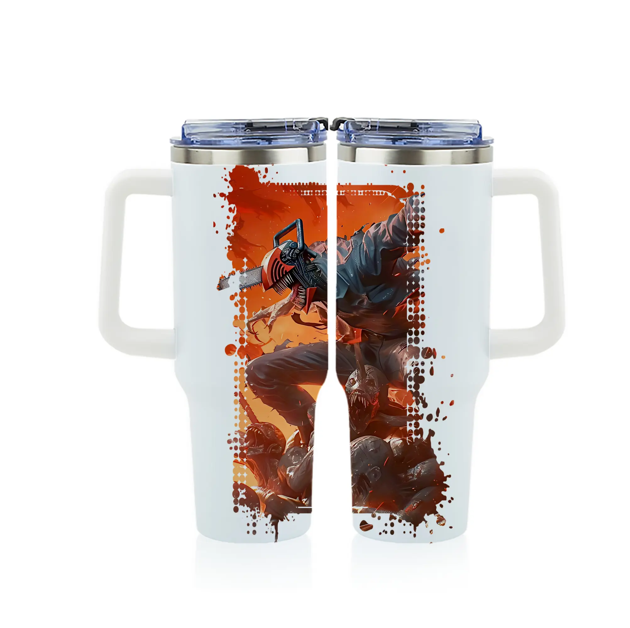 チェンソーマン グッズ,デンジ - 1200mL フルプリント車用タンブラー ・ 304ステンレス 内側 ・ 201ステンレス 外側 ・ 保温 保冷 ・ 通勤 ドライブ アウトドア用