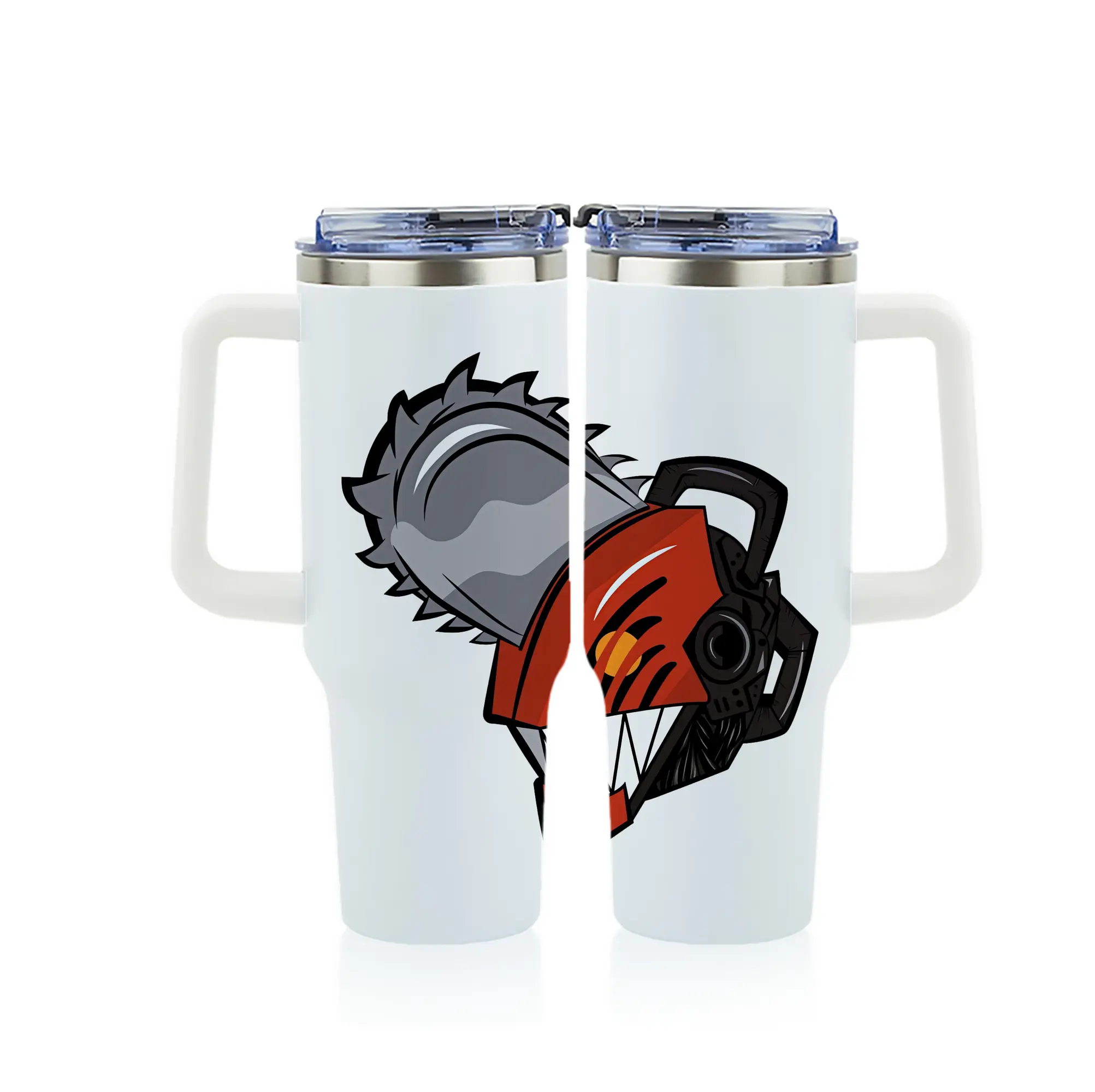 チェンソーマン グッズ,デンジ - 1200mL フルプリント車用タンブラー ・ 304ステンレス 内側 ・ 201ステンレス 外側 ・ 保温 保冷 ・ 通勤 ドライブ アウトドア用