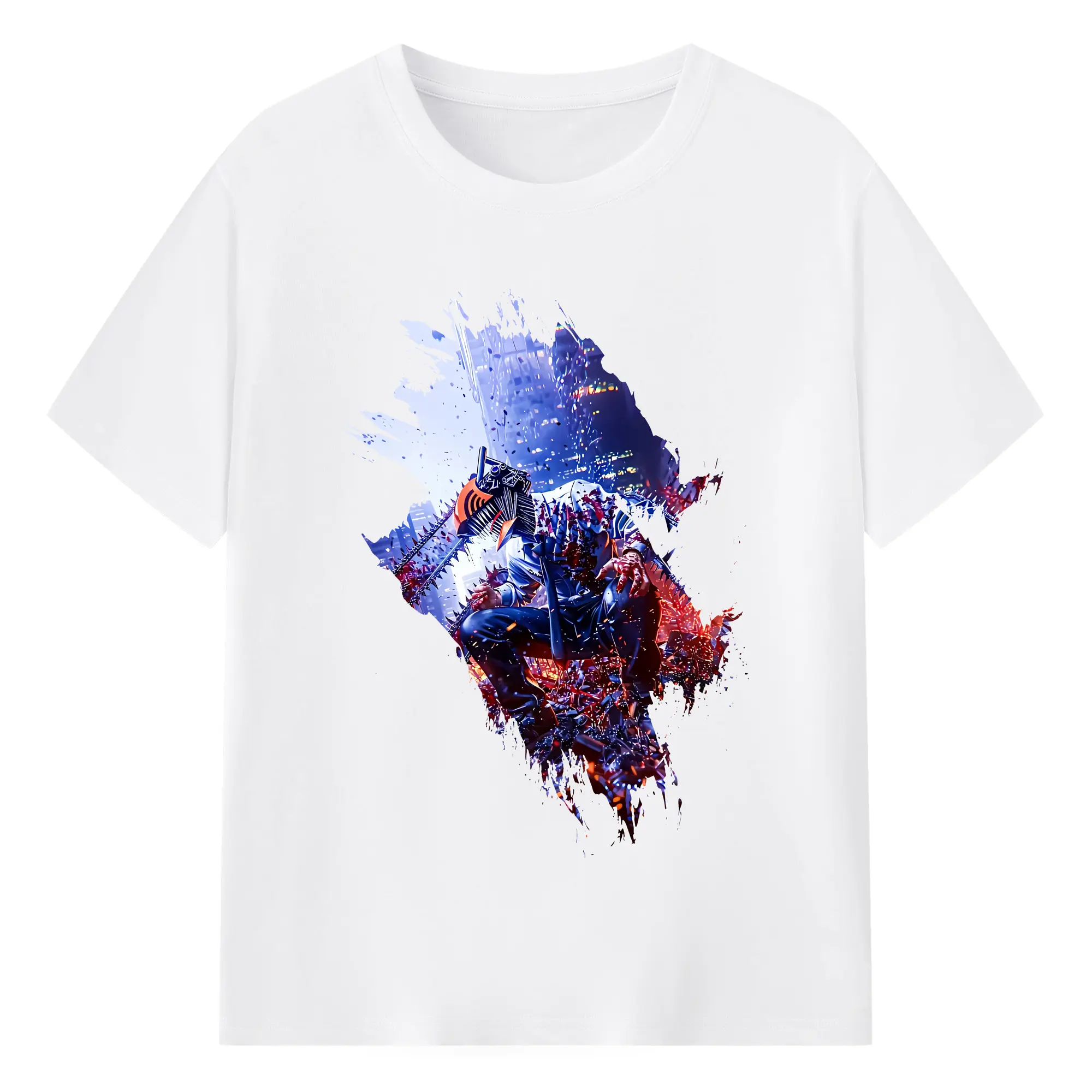 チェンソーマン グッズ,デンジ - 綿100％ 半袖Tシャツ ・ フロントプリント ・ 快適 通気性 ・ 日常使い 散歩 スポーツ用