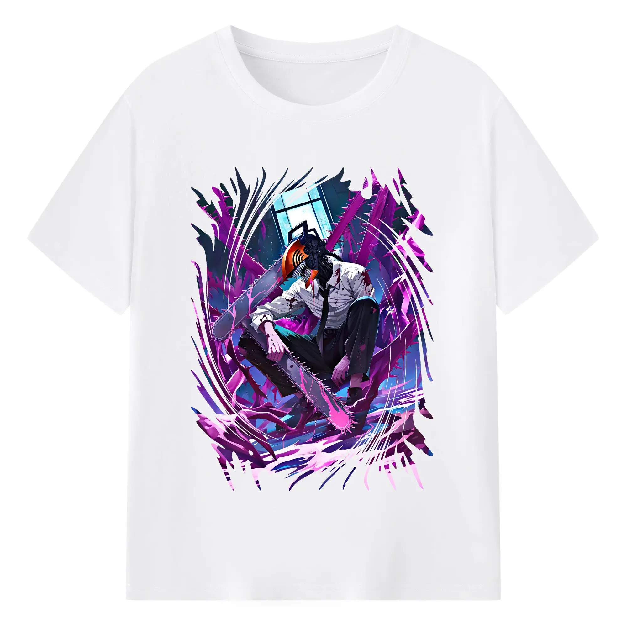 チェンソーマン グッズ,デンジ - 綿100％ 半袖Tシャツ ・ フロントプリント ・ 快適 通気性 ・ 日常使い 散歩 スポーツ用