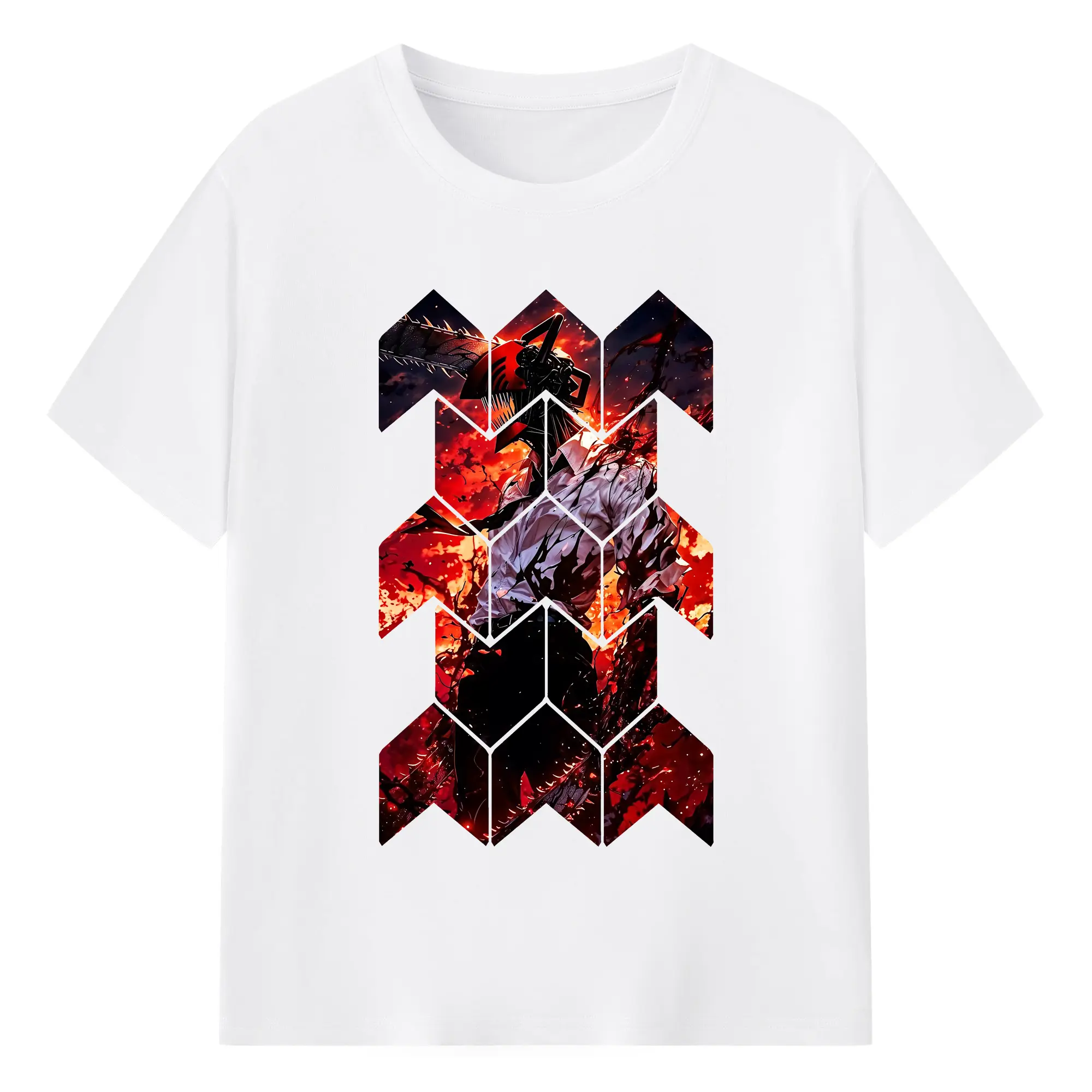 チェンソーマン グッズ,デンジ - 綿100％ 半袖Tシャツ ・ フロントプリント ・ 快適 通気性 ・ 日常使い 散歩 スポーツ用