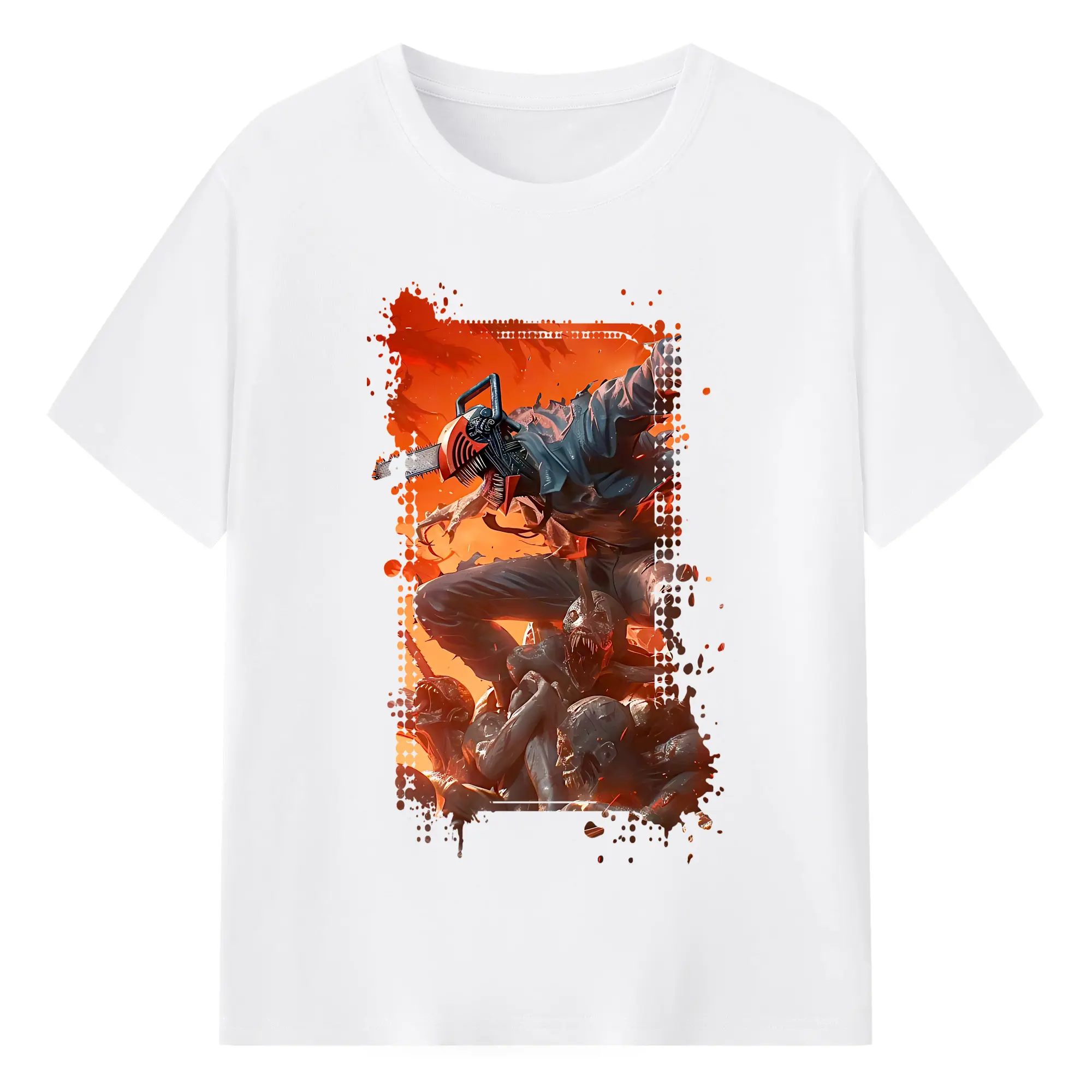 チェンソーマン グッズ,デンジ - 綿100％ 半袖Tシャツ ・ フロントプリント ・ 快適 通気性 ・ 日常使い 散歩 スポーツ用