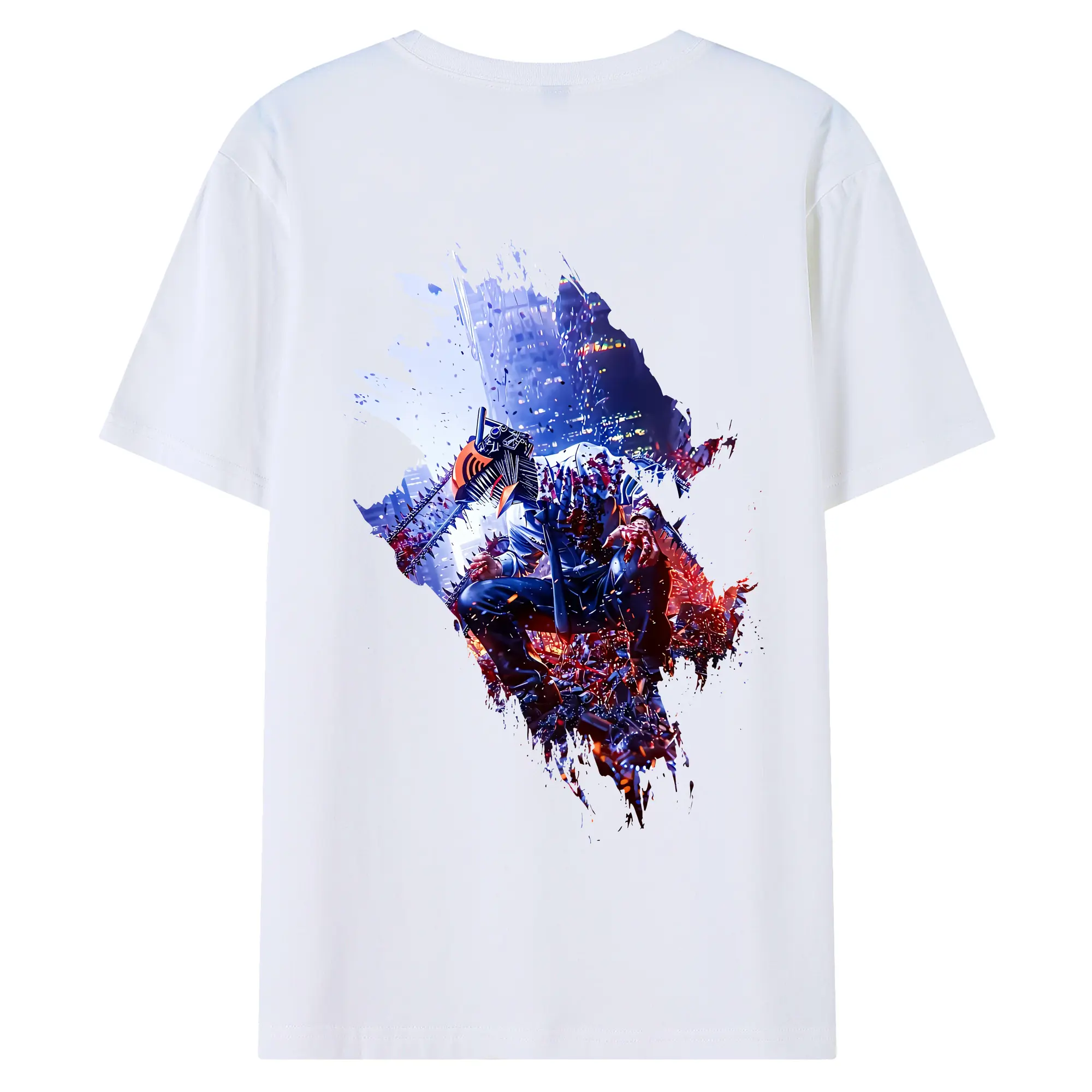 チェンソーマン グッズ,デンジ - 綿100％ 半袖Tシャツ ・ バックプリント ・ 快適 通気性 ・ 日常使い 散歩 スポーツ用