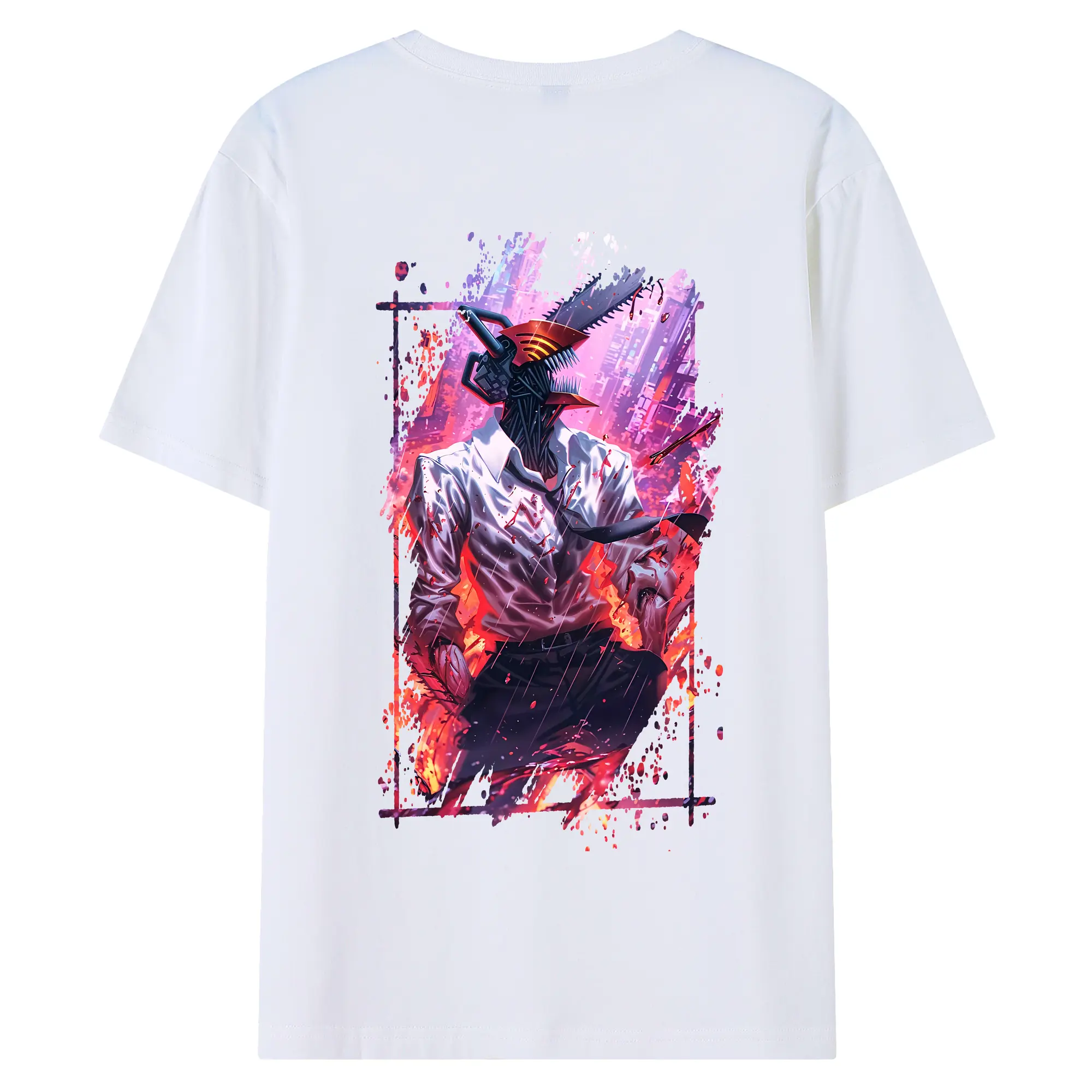 チェンソーマン グッズ,デンジ - 綿100％ 半袖Tシャツ ・ バックプリント ・ 快適 通気性 ・ 日常使い 散歩 スポーツ用