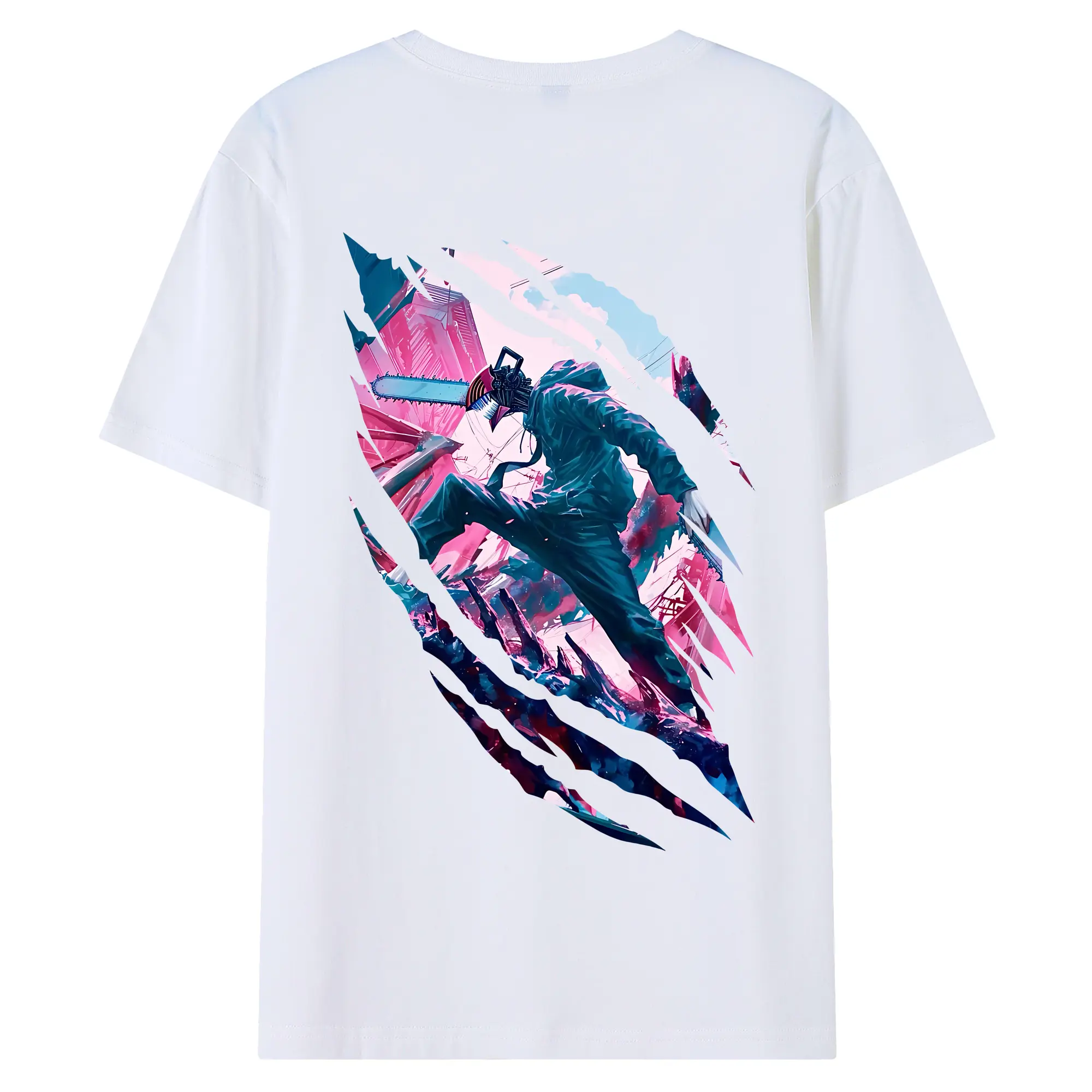 チェンソーマン グッズ,デンジ - 綿100％ 半袖Tシャツ ・ バックプリント ・ 快適 通気性 ・ 日常使い 散歩 スポーツ用