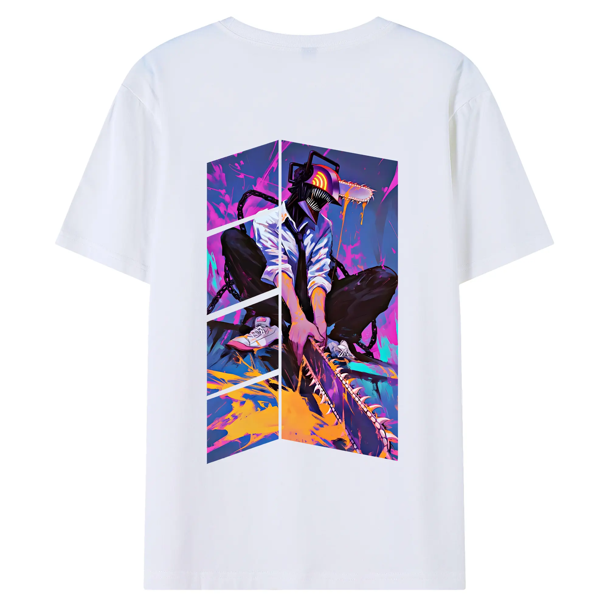 チェンソーマン グッズ,デンジ - 綿100％ 半袖Tシャツ ・ バックプリント ・ 快適 通気性 ・ 日常使い 散歩 スポーツ用