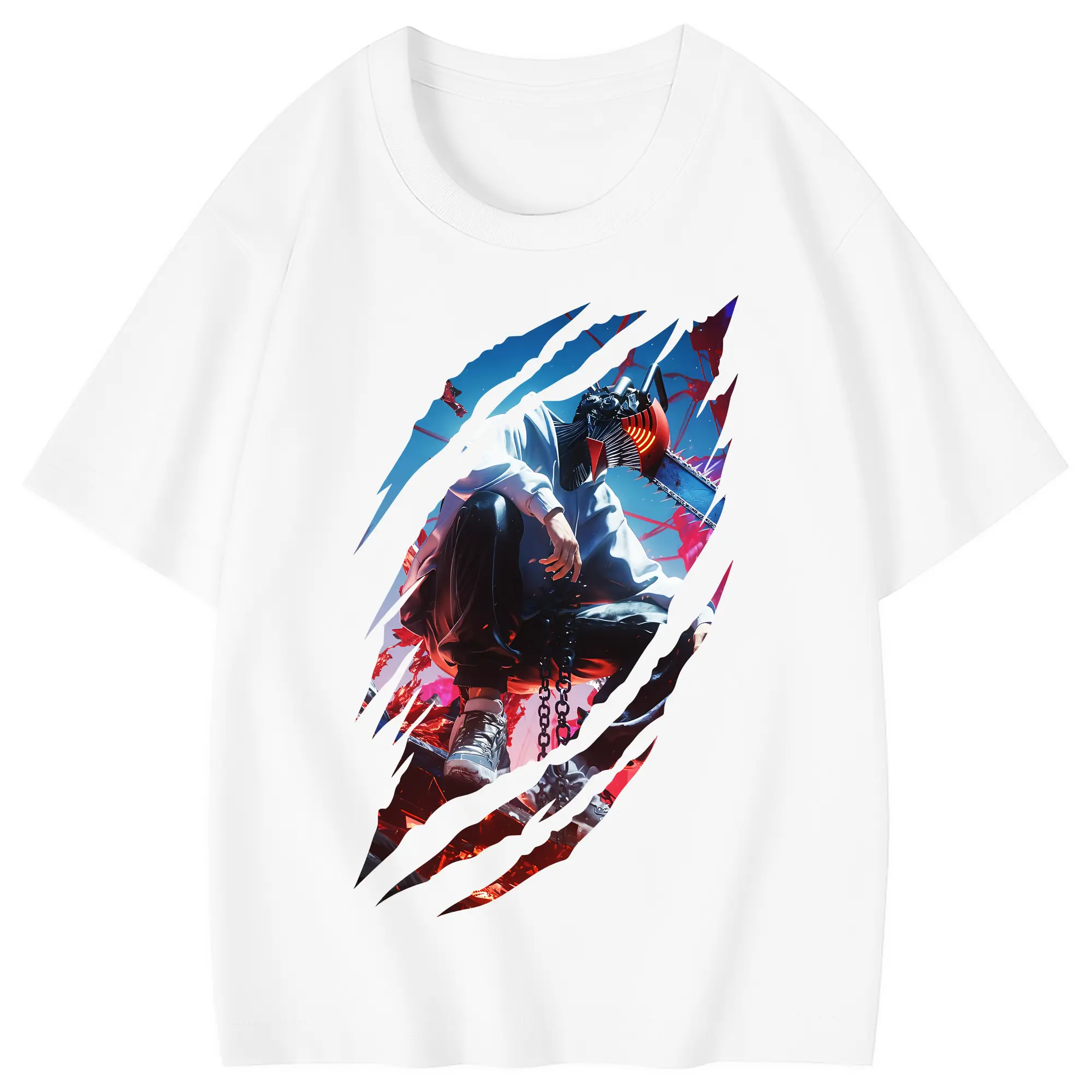 チェンソーマン グッズ,デンジ - 綿100％ キッズTシャツ ・ フロントプリント ・ 快適 通気性 ・ スポーツ カジュアル 散歩用