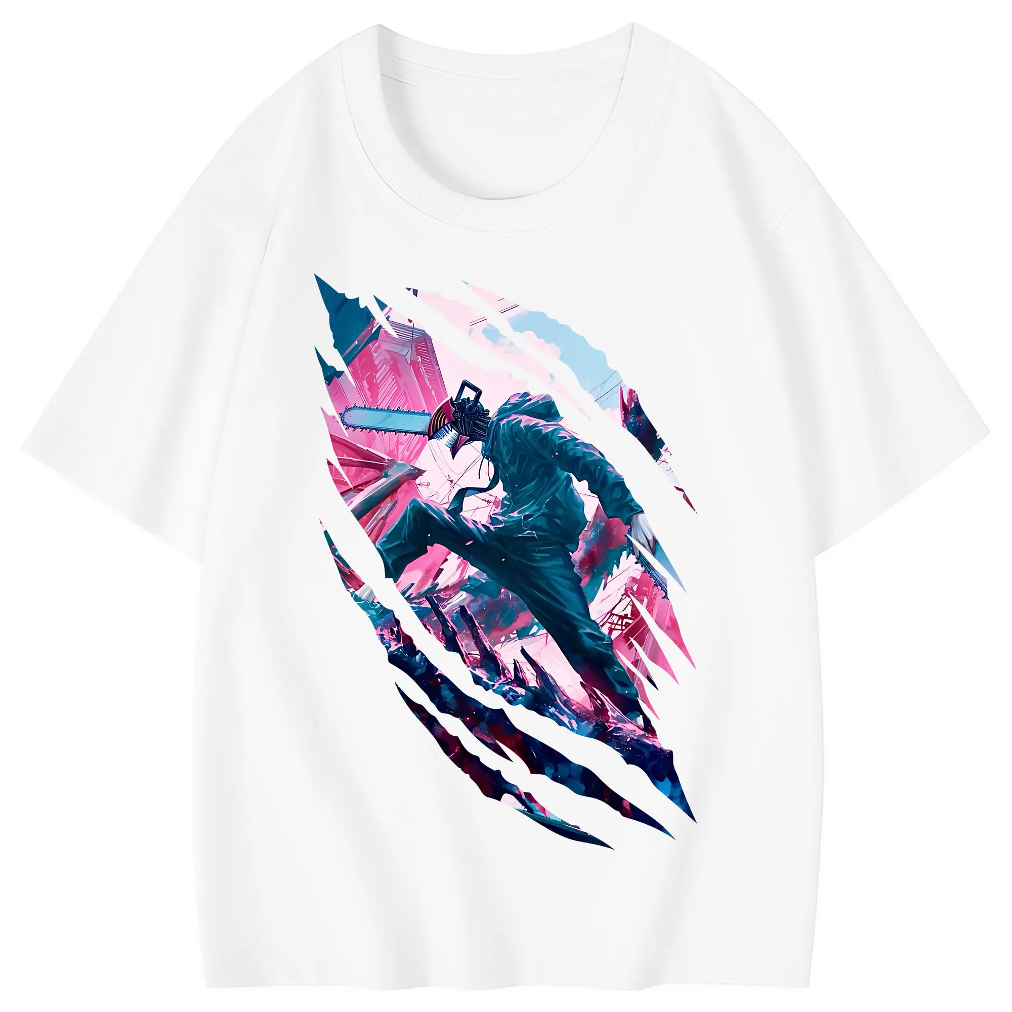 チェンソーマン グッズ,デンジ - 綿100％ キッズTシャツ ・ フロントプリント ・ 快適 通気性 ・ スポーツ カジュアル 散歩用