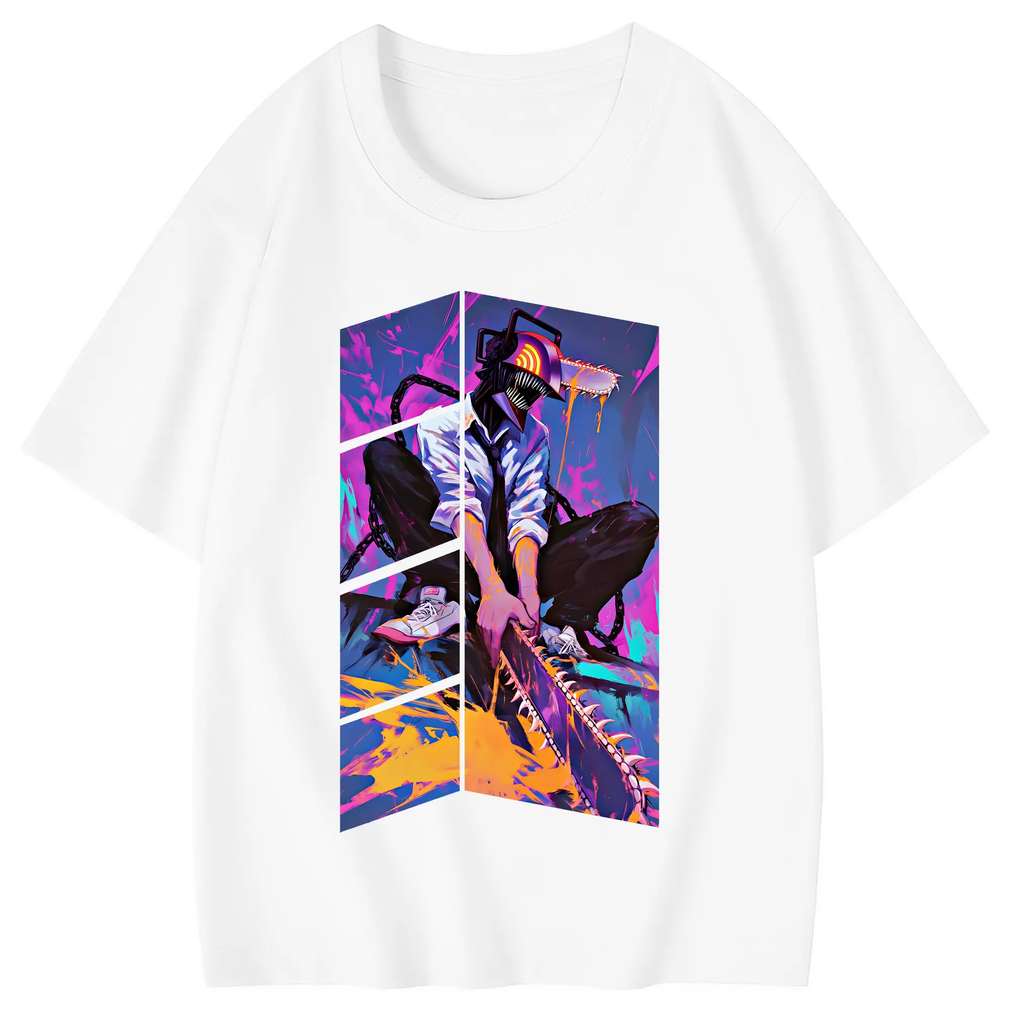 チェンソーマン グッズ,デンジ - 綿100％ キッズTシャツ ・ フロントプリント ・ 快適 通気性 ・ スポーツ カジュアル 散歩用