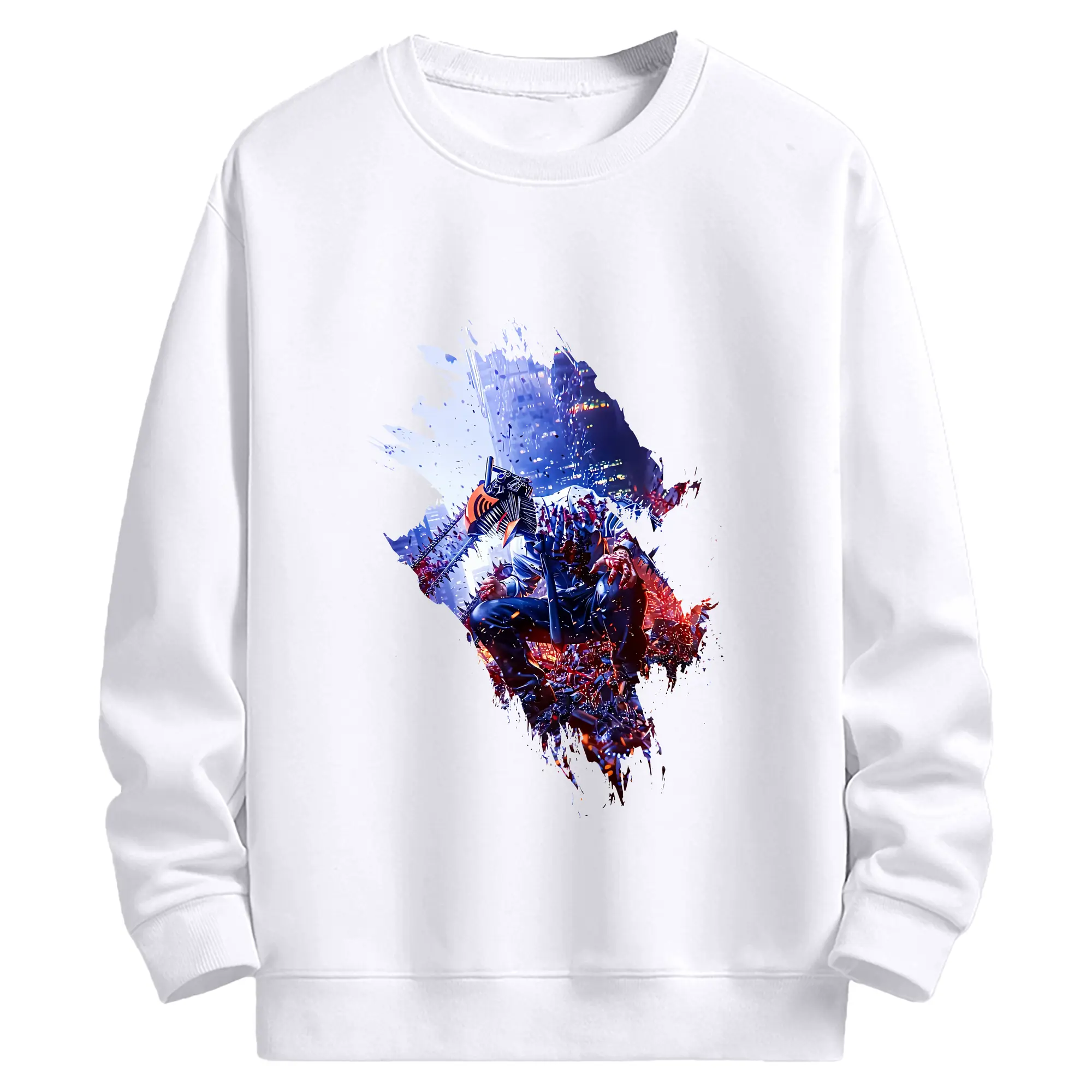 チェンソーマン グッズ,デンジ - 高品質 クルーネック スウェット ・ コットン59％ ポリエステル41％ ・ ユニセックス 長袖 トレーナー ・ カジュアル デイリー スポーツ 散歩用