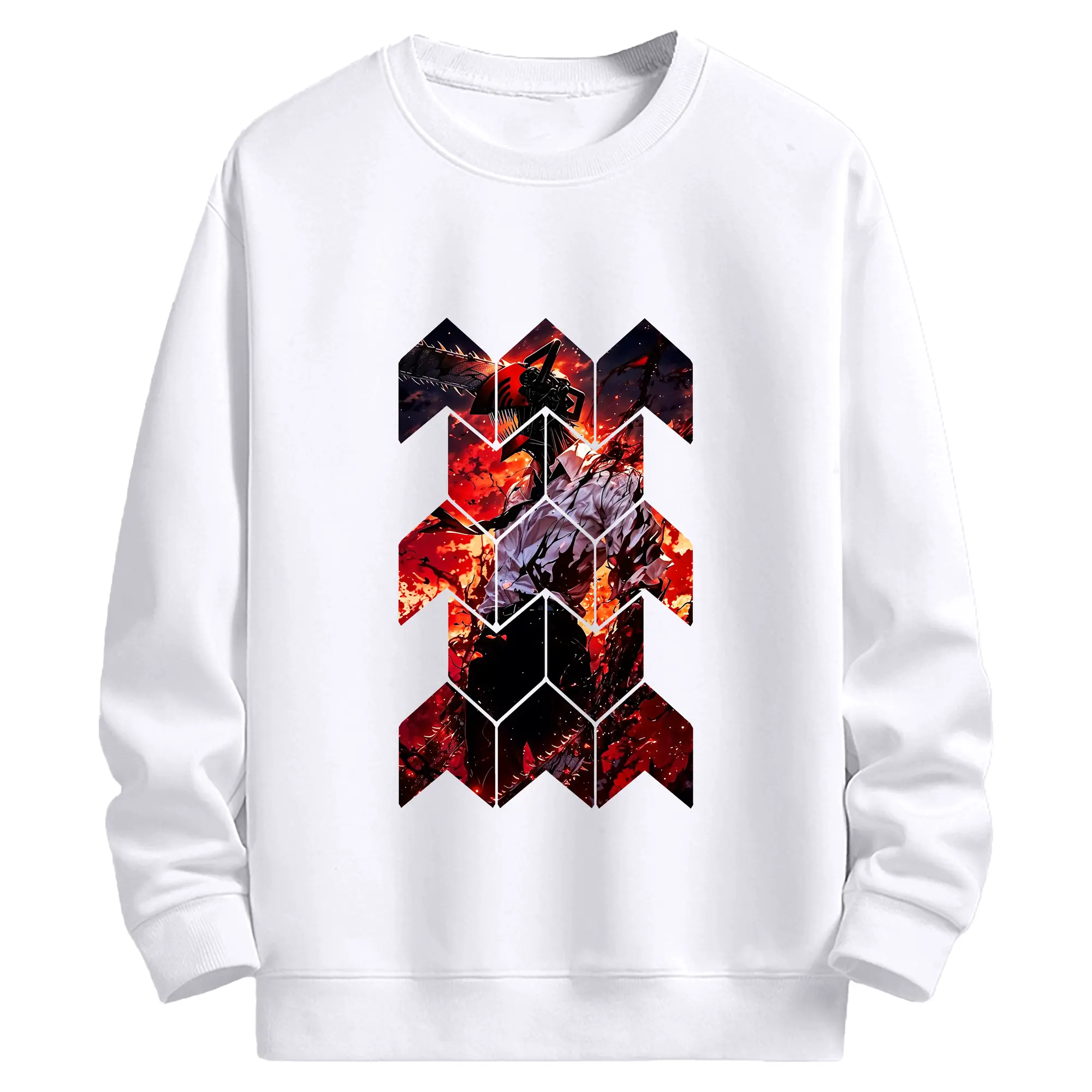 チェンソーマン グッズ,デンジ - 高品質 クルーネック スウェット ・ コットン59％ ポリエステル41％ ・ ユニセックス 長袖 トレーナー ・ カジュアル デイリー スポーツ 散歩用