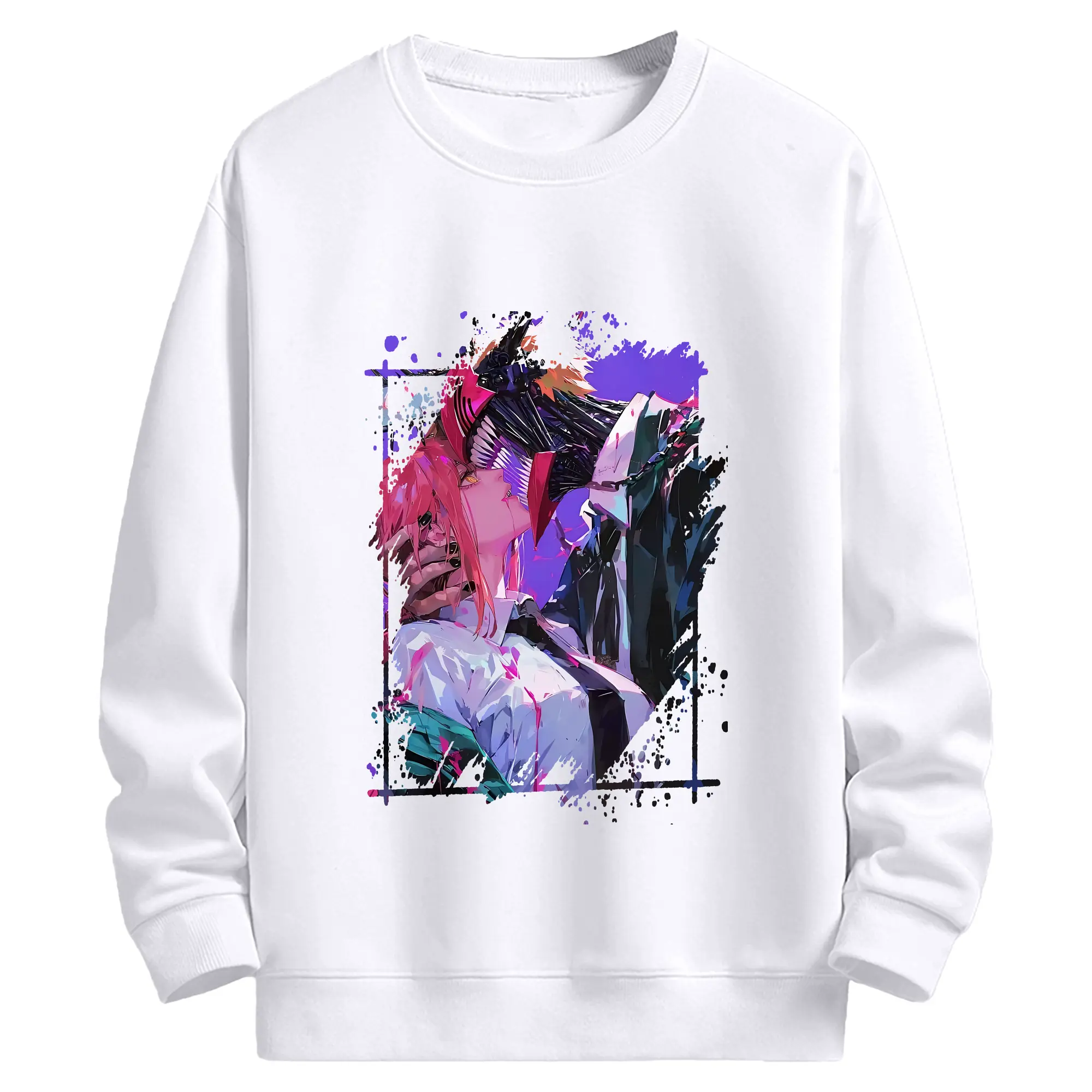 チェンソーマン グッズ,デンジ - 高品質 クルーネック スウェット ・ コットン59％ ポリエステル41％ ・ ユニセックス 長袖 トレーナー ・ カジュアル デイリー スポーツ 散歩用