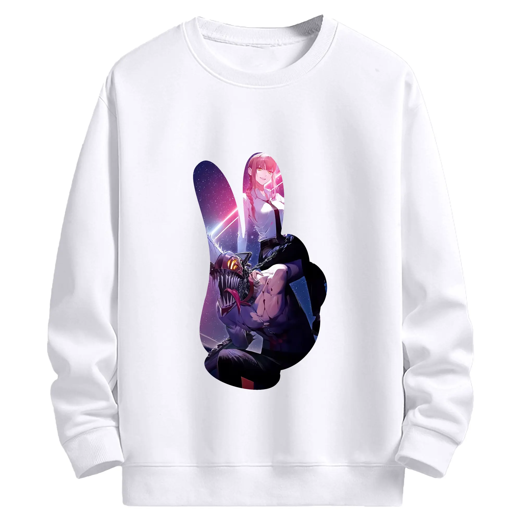 チェンソーマン グッズ,デンジ - 高品質 クルーネック スウェット ・ コットン59％ ポリエステル41％ ・ ユニセックス 長袖 トレーナー ・ カジュアル デイリー スポーツ 散歩用