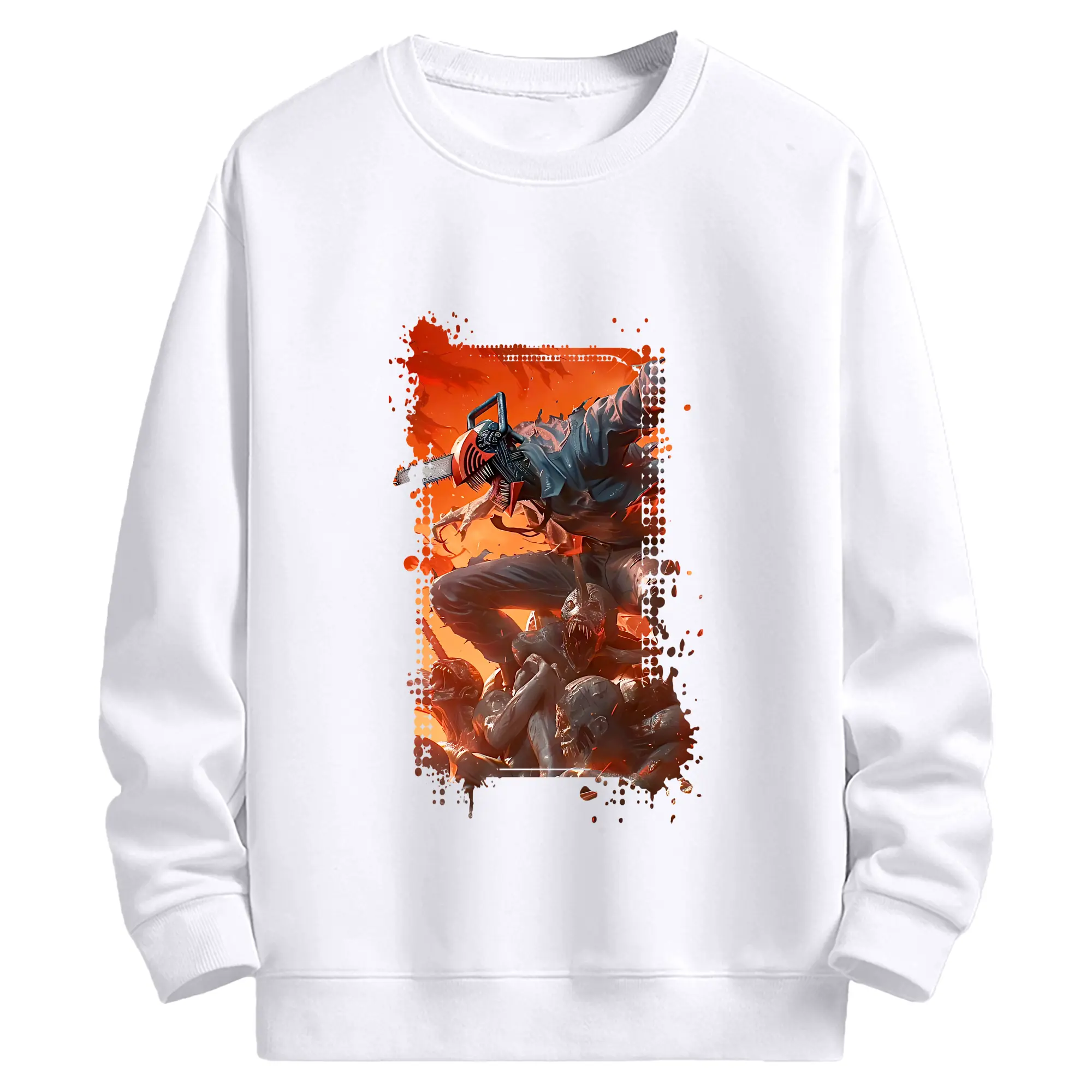 チェンソーマン グッズ,デンジ - 高品質 クルーネック スウェット ・ コットン59％ ポリエステル41％ ・ ユニセックス 長袖 トレーナー ・ カジュアル デイリー スポーツ 散歩用