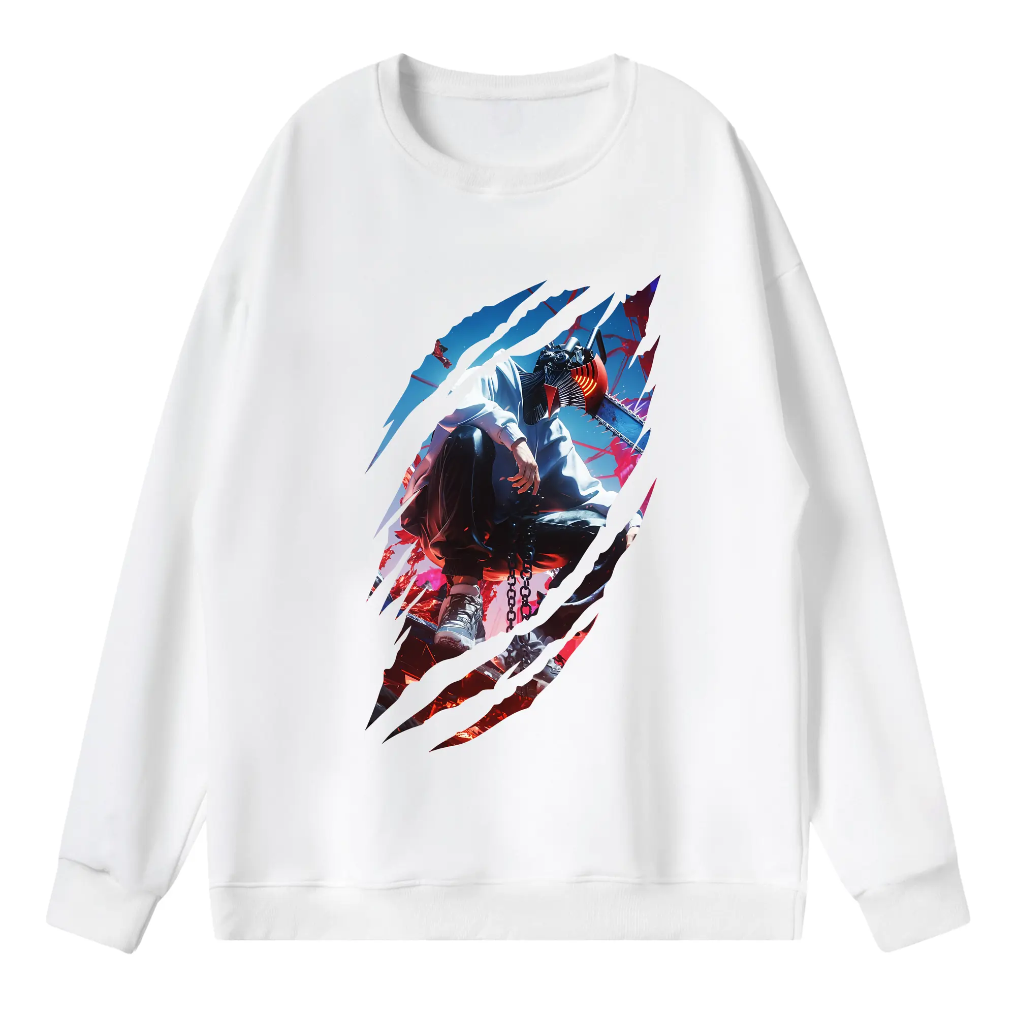 チェンソーマン グッズ,デンジ - 薄手 クルーネック スウェット 裏毛260g · ポリエステル 春秋向け カジュアル 男女兼用 · トレーナー デイリー スポーツ 散歩に最適