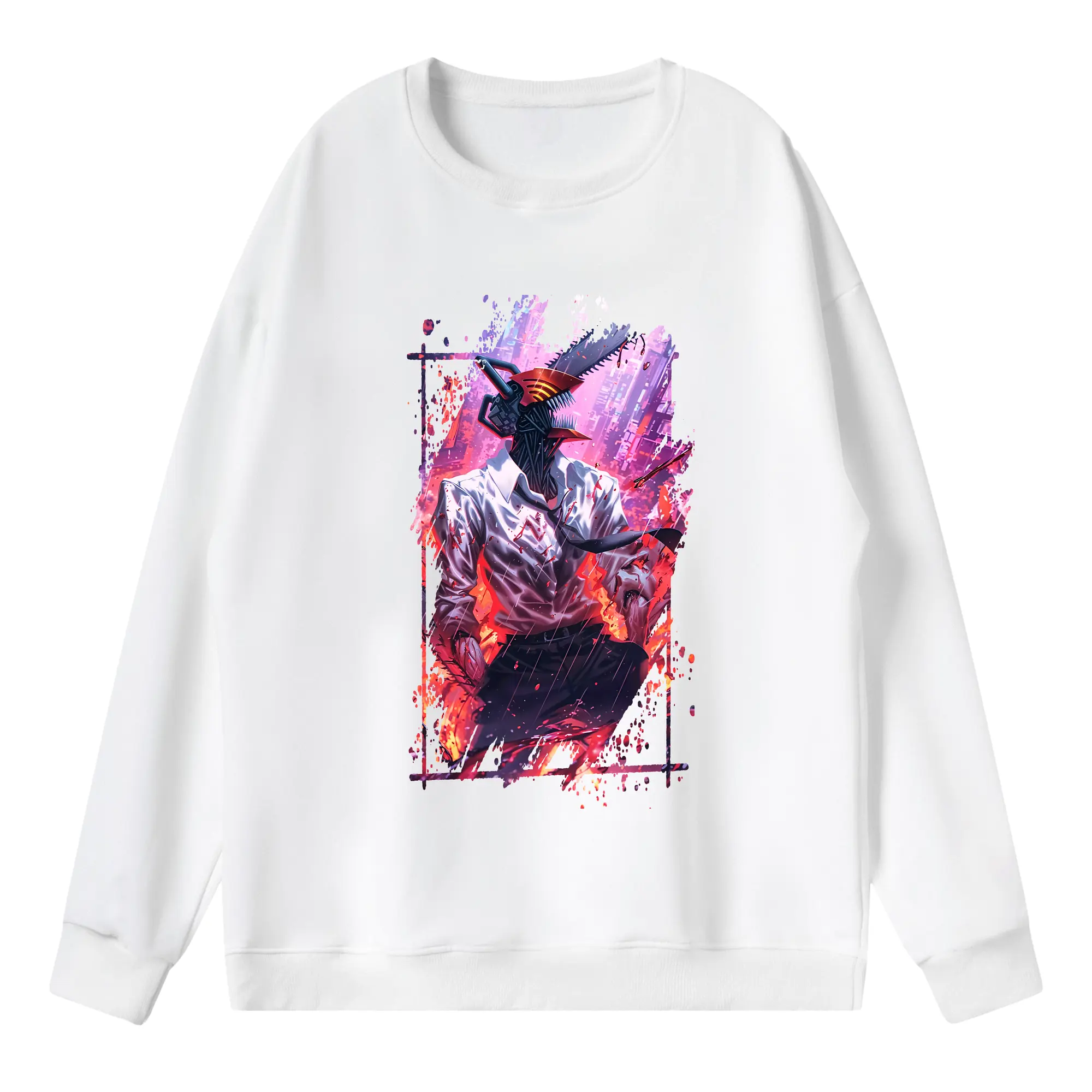 チェンソーマン グッズ,デンジ - 薄手 クルーネック スウェット 裏毛260g · ポリエステル 春秋向け カジュアル 男女兼用 · トレーナー デイリー スポーツ 散歩に最適