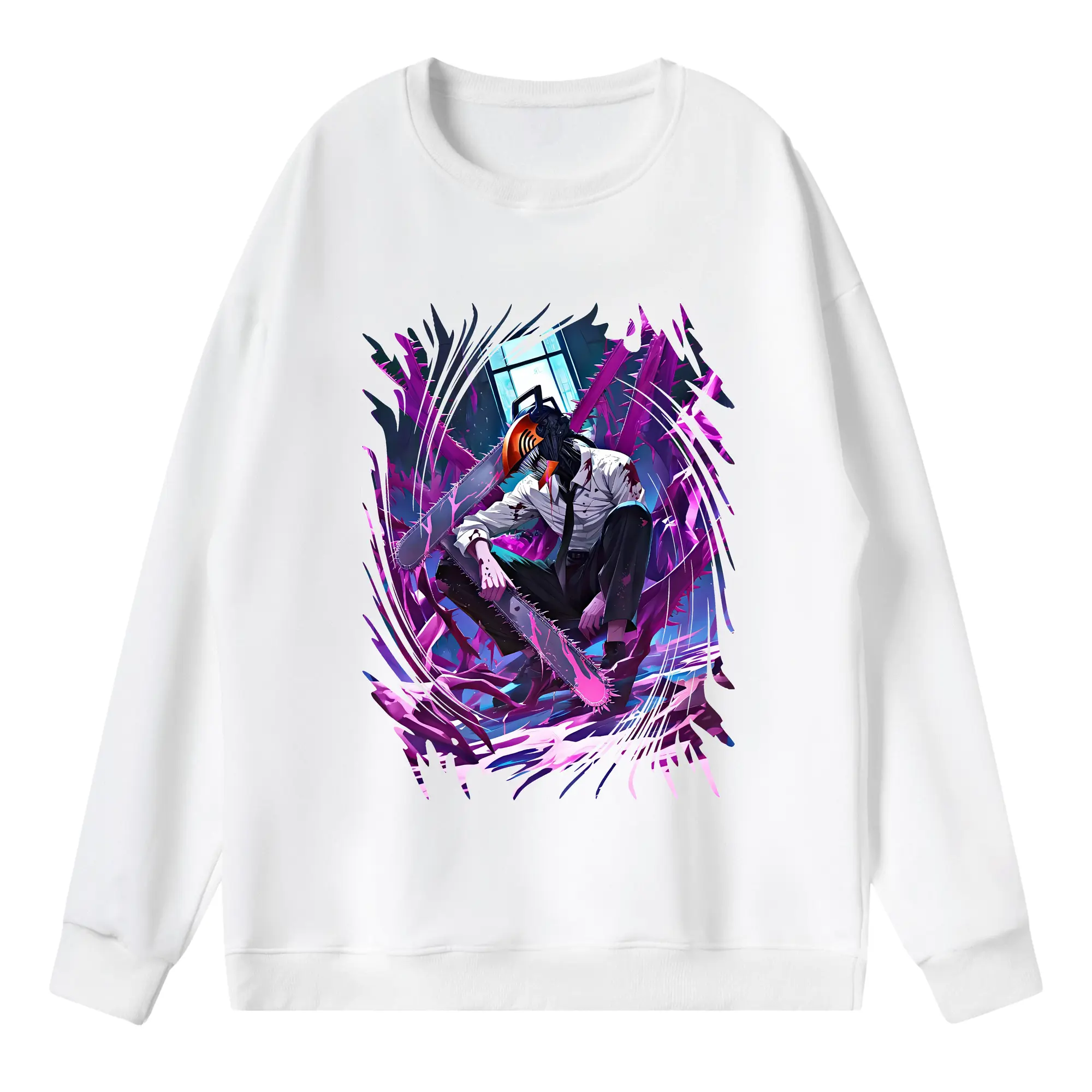 チェンソーマン グッズ,デンジ - 薄手 クルーネック スウェット 裏毛260g · ポリエステル 春秋向け カジュアル 男女兼用 · トレーナー デイリー スポーツ 散歩に最適