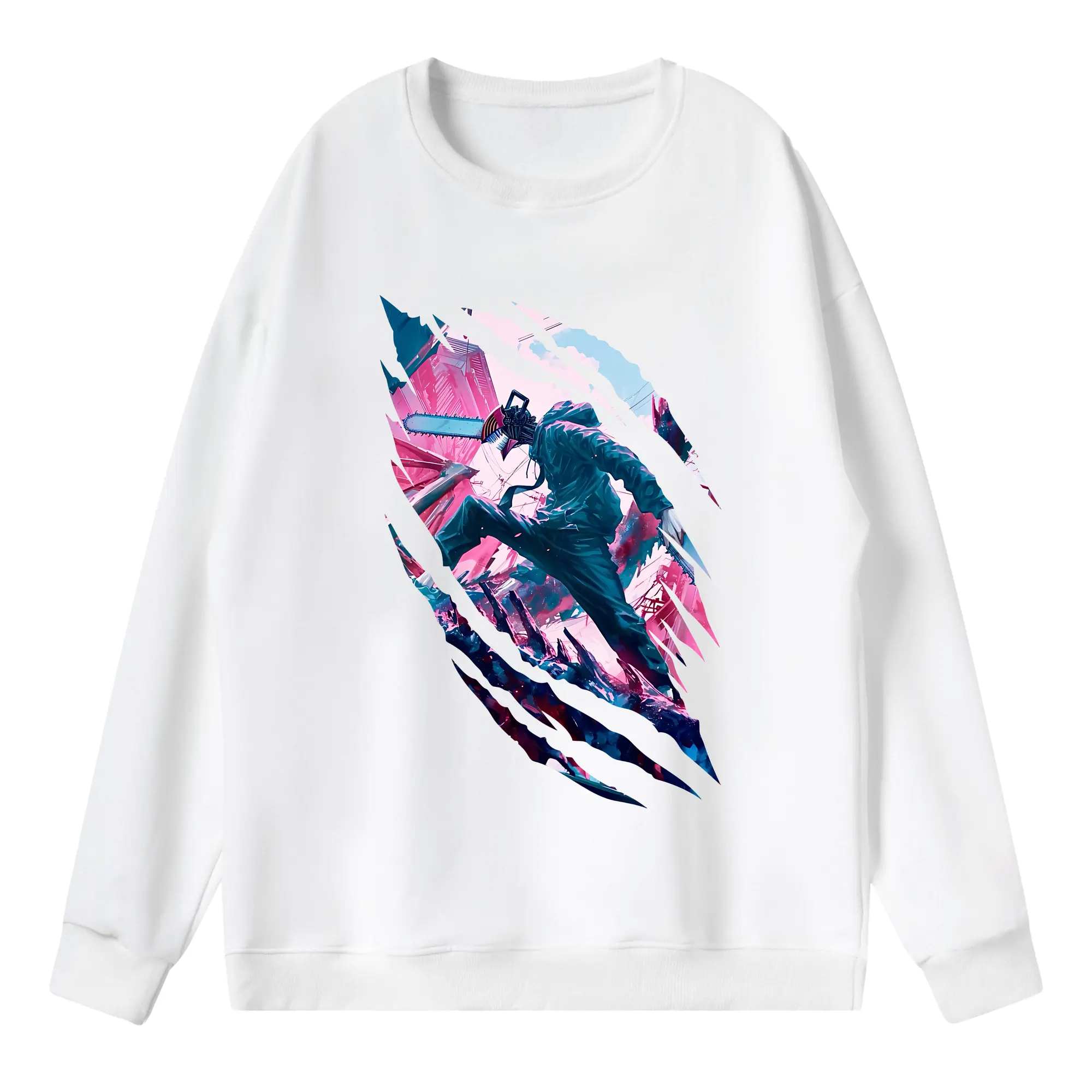 チェンソーマン グッズ,デンジ - 薄手 クルーネック スウェット 裏毛260g · ポリエステル 春秋向け カジュアル 男女兼用 · トレーナー デイリー スポーツ 散歩に最適