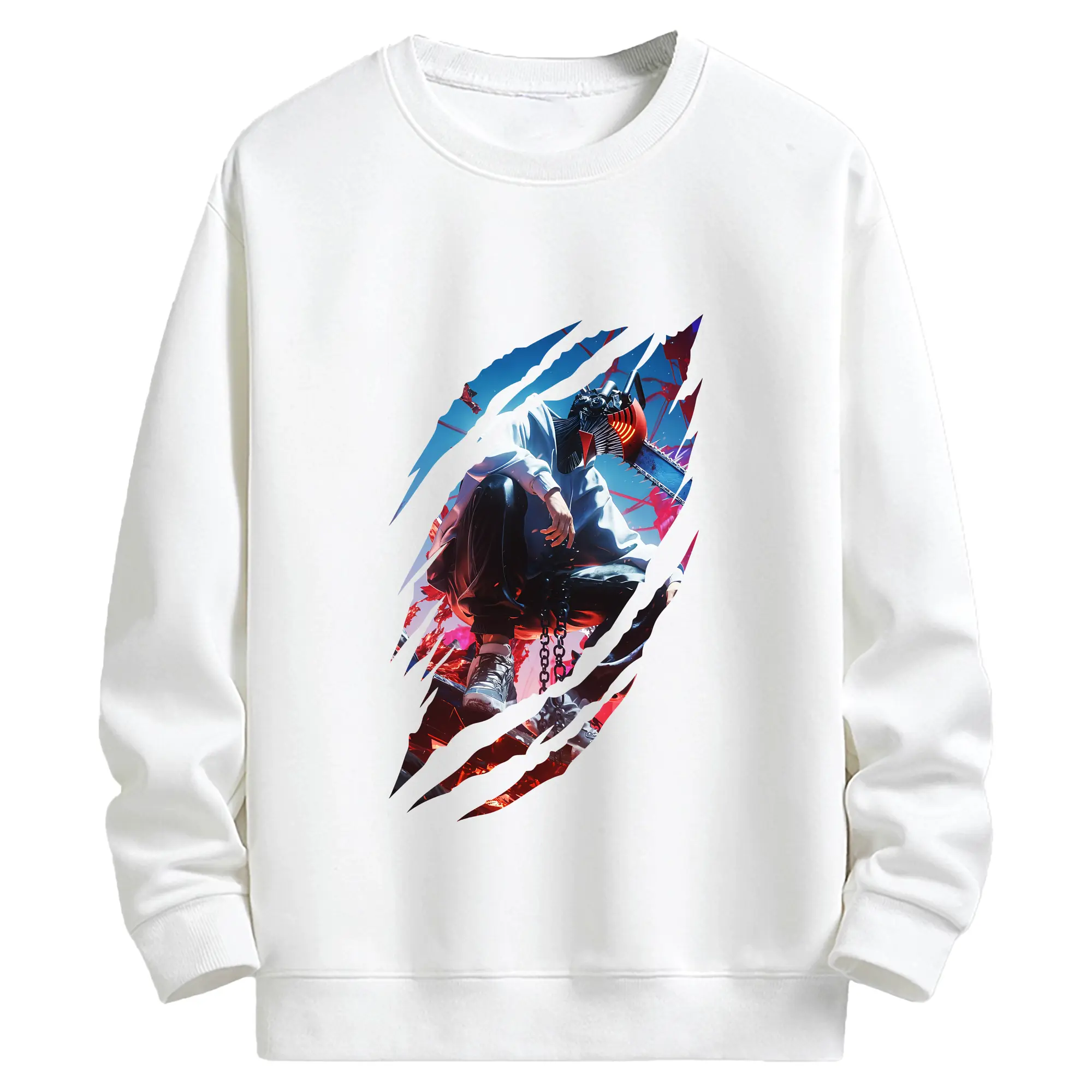 チェンソーマン グッズ,デンジ - キッズ クルーネックスウェットシャツ ・ フロントプリント ・ 綿80％ ポリエステル20％ ・ 快適 通学 スポーツ 日常使い お散歩用