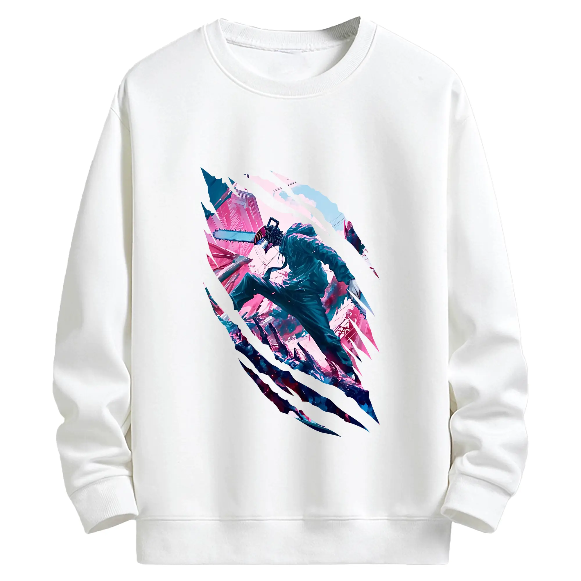 チェンソーマン グッズ,デンジ - キッズ クルーネックスウェットシャツ ・ フロントプリント ・ 綿80％ ポリエステル20％ ・ 快適 通学 スポーツ 日常使い お散歩用