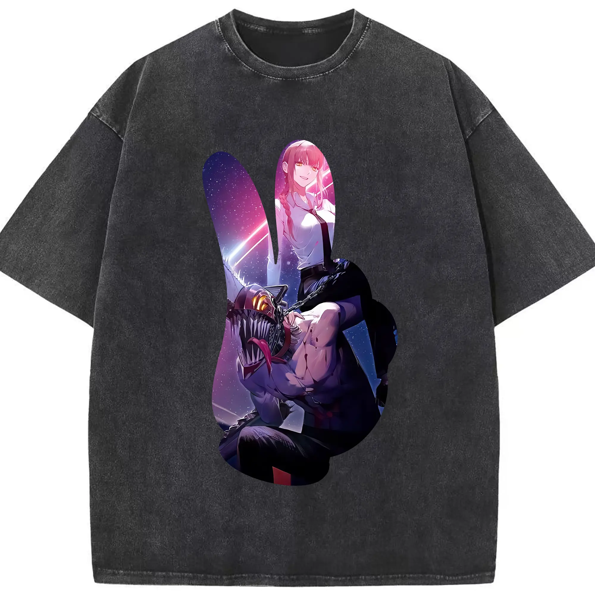 チェンソーマン グッズ,デンジ - 綿100％ ヴィンテージ風 半袖Tシャツ ・ フロントプリント ・ 柔らか肌触り ・ 通気性 快適 ・ スポーツ カジュアル 外出用