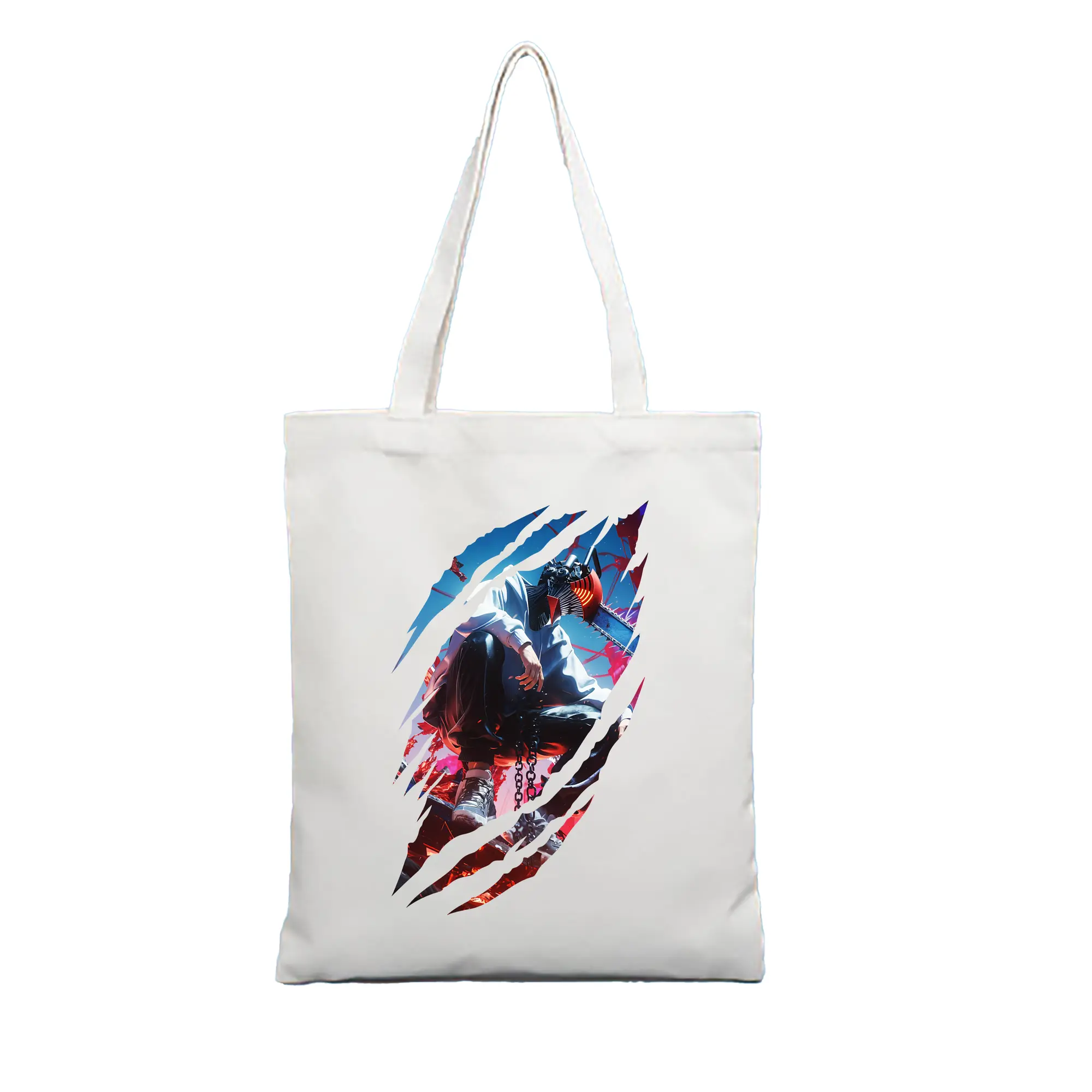 チェンソーマン グッズ,デンジ - 縦型キャンバス手提げバッグ（トートバッグ） ・ キャンバス素材 ・ ショッピング用 ・ 軽量 丈夫 お手入れ簡単