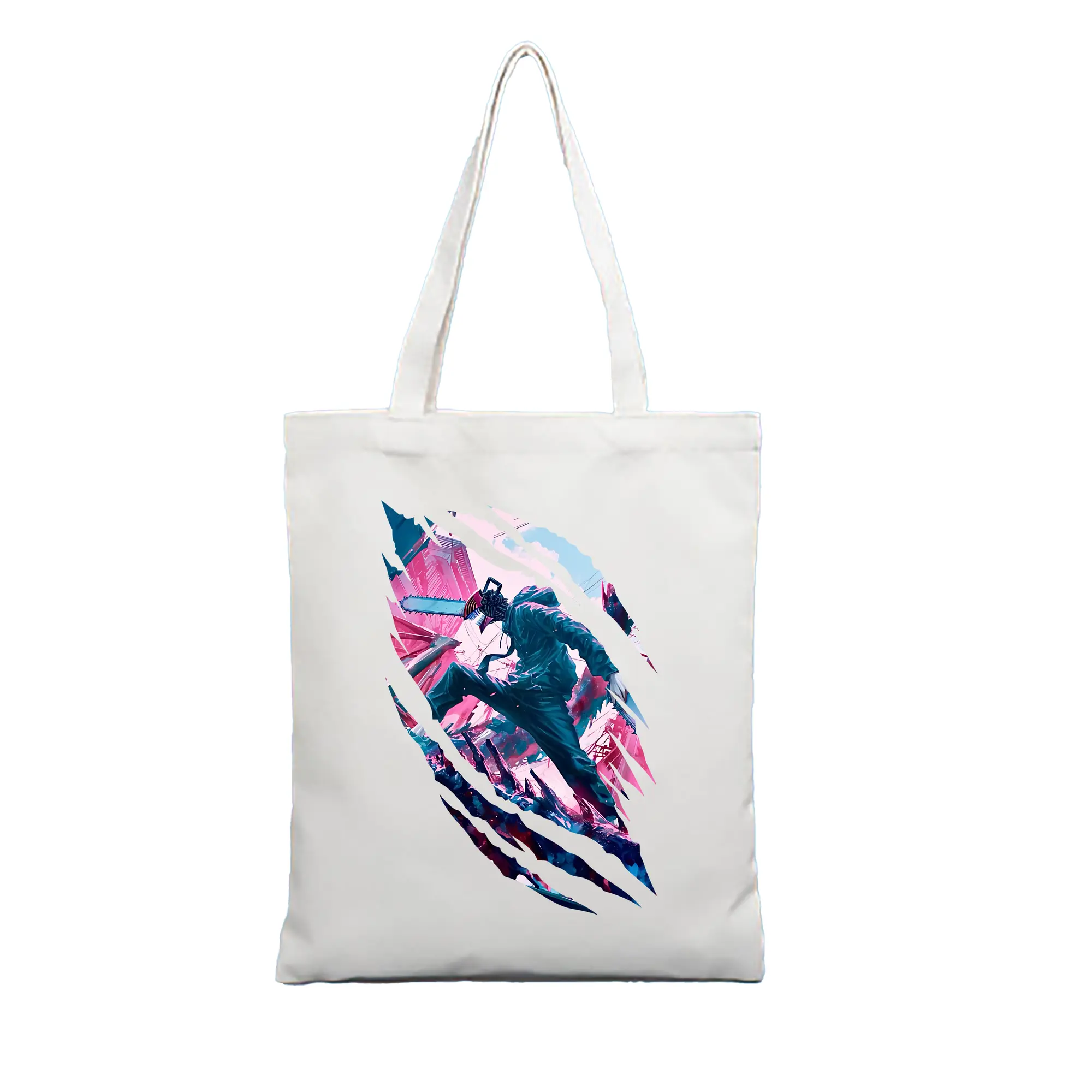 チェンソーマン グッズ,デンジ - 縦型キャンバス手提げバッグ（トートバッグ） ・ キャンバス素材 ・ ショッピング用 ・ 軽量 丈夫 お手入れ簡単