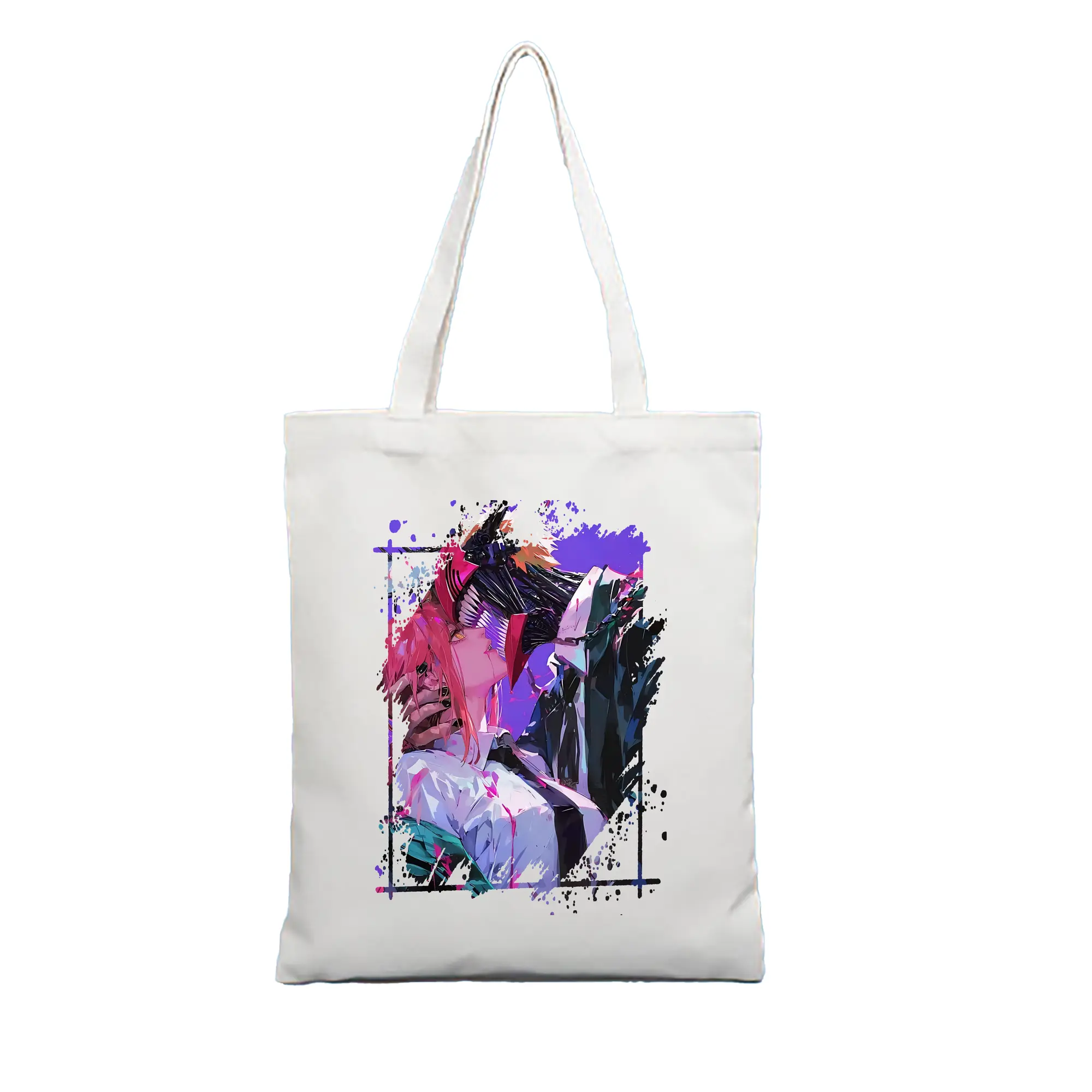 チェンソーマン グッズ,デンジ - 縦型キャンバス手提げバッグ（トートバッグ） ・ キャンバス素材 ・ ショッピング用 ・ 軽量 丈夫 お手入れ簡単