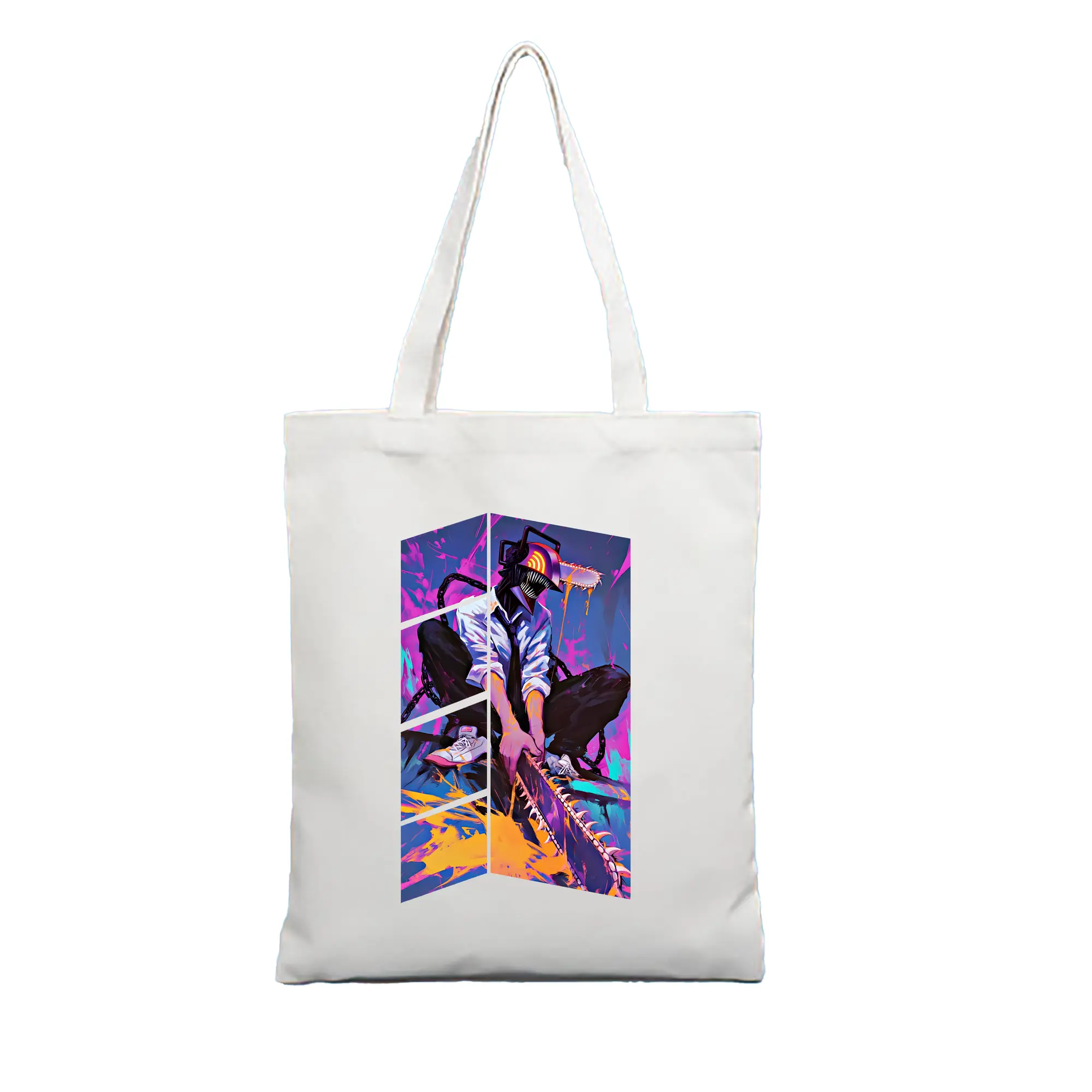 チェンソーマン グッズ,デンジ - 縦型キャンバス手提げバッグ（トートバッグ） ・ キャンバス素材 ・ ショッピング用 ・ 軽量 丈夫 お手入れ簡単