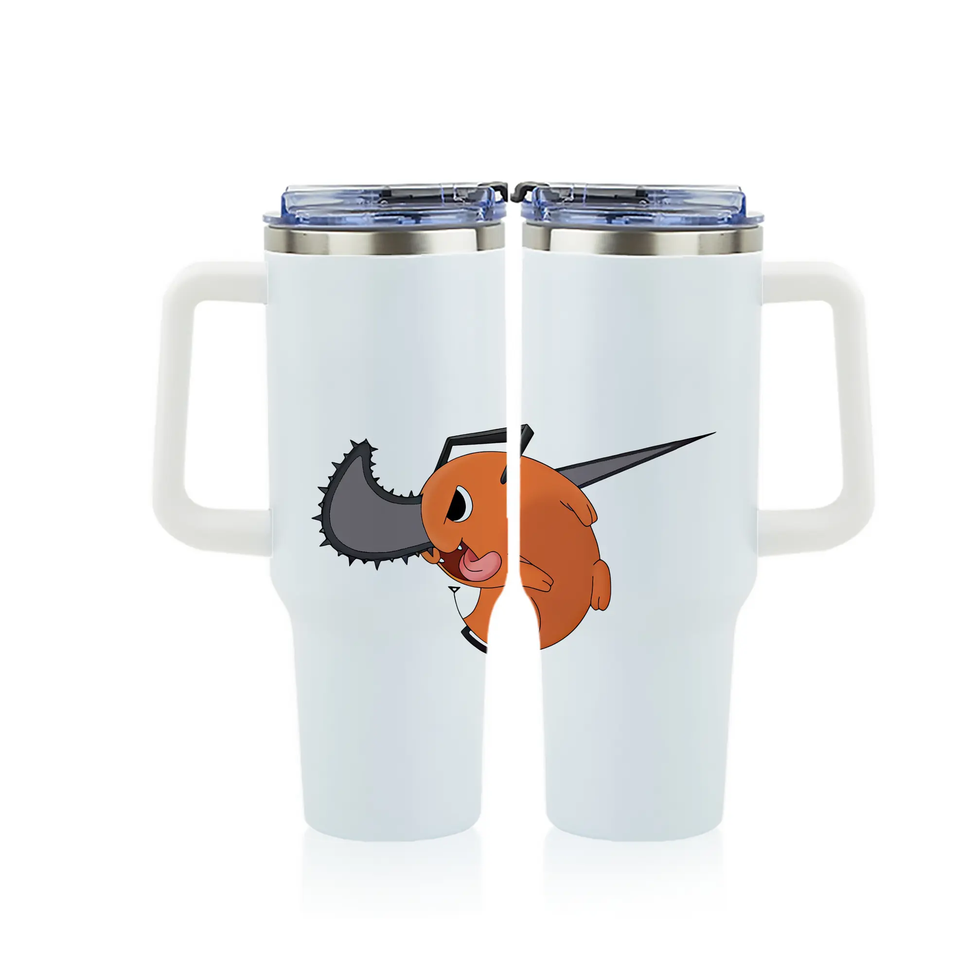 チェンソーマン グッズ,ポチタ - 1200mL フルプリント車用タンブラー ・ 304ステンレス 内側 ・ 201ステンレス 外側 ・ 保温 保冷 ・ 通勤 ドライブ アウトドア用