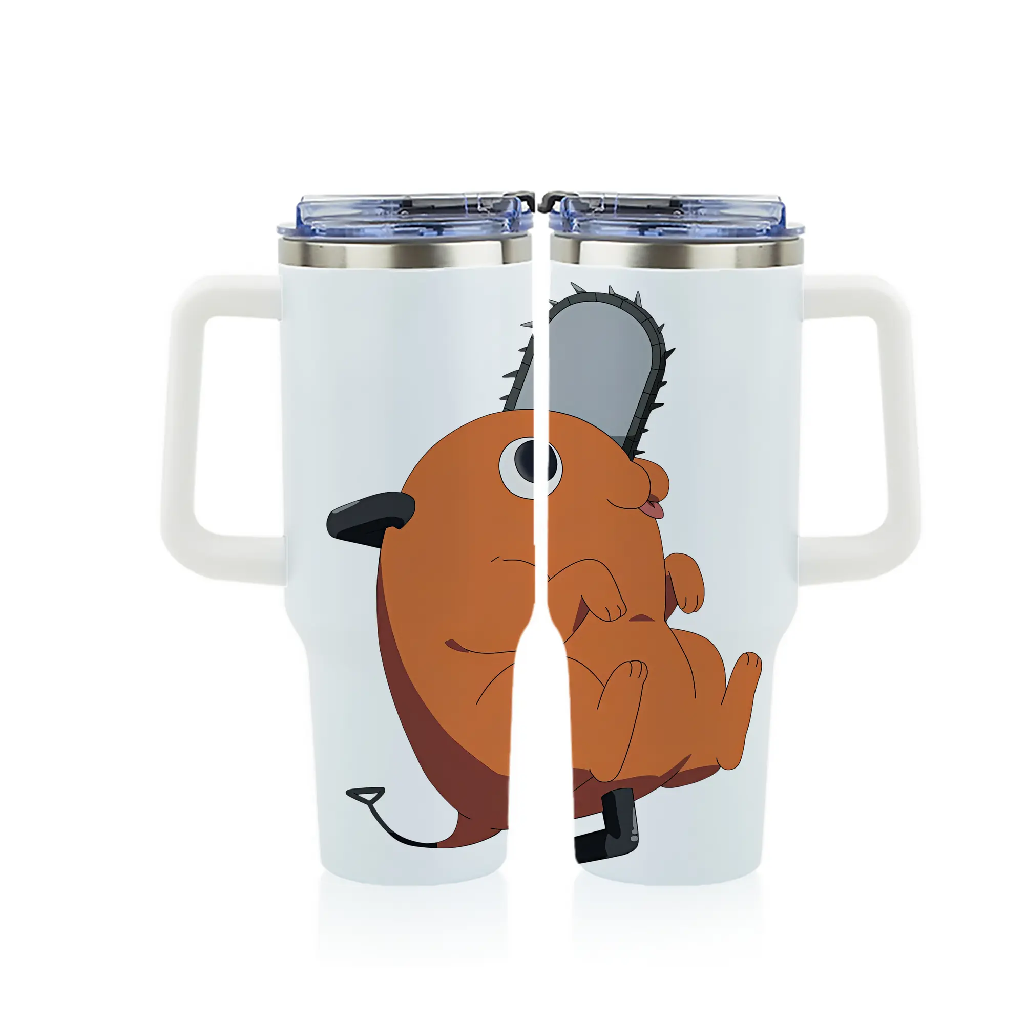 チェンソーマン グッズ,ポチタ - 1200mL フルプリント車用タンブラー ・ 304ステンレス 内側 ・ 201ステンレス 外側 ・ 保温 保冷 ・ 通勤 ドライブ アウトドア用