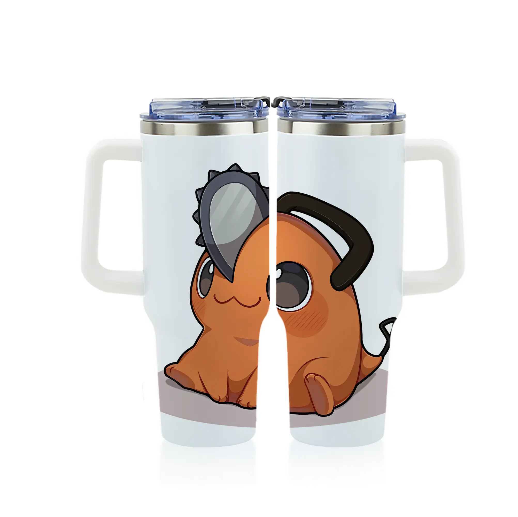 チェンソーマン グッズ,ポチタ - 1200mL フルプリント車用タンブラー ・ 304ステンレス 内側 ・ 201ステンレス 外側 ・ 保温 保冷 ・ 通勤 ドライブ アウトドア用