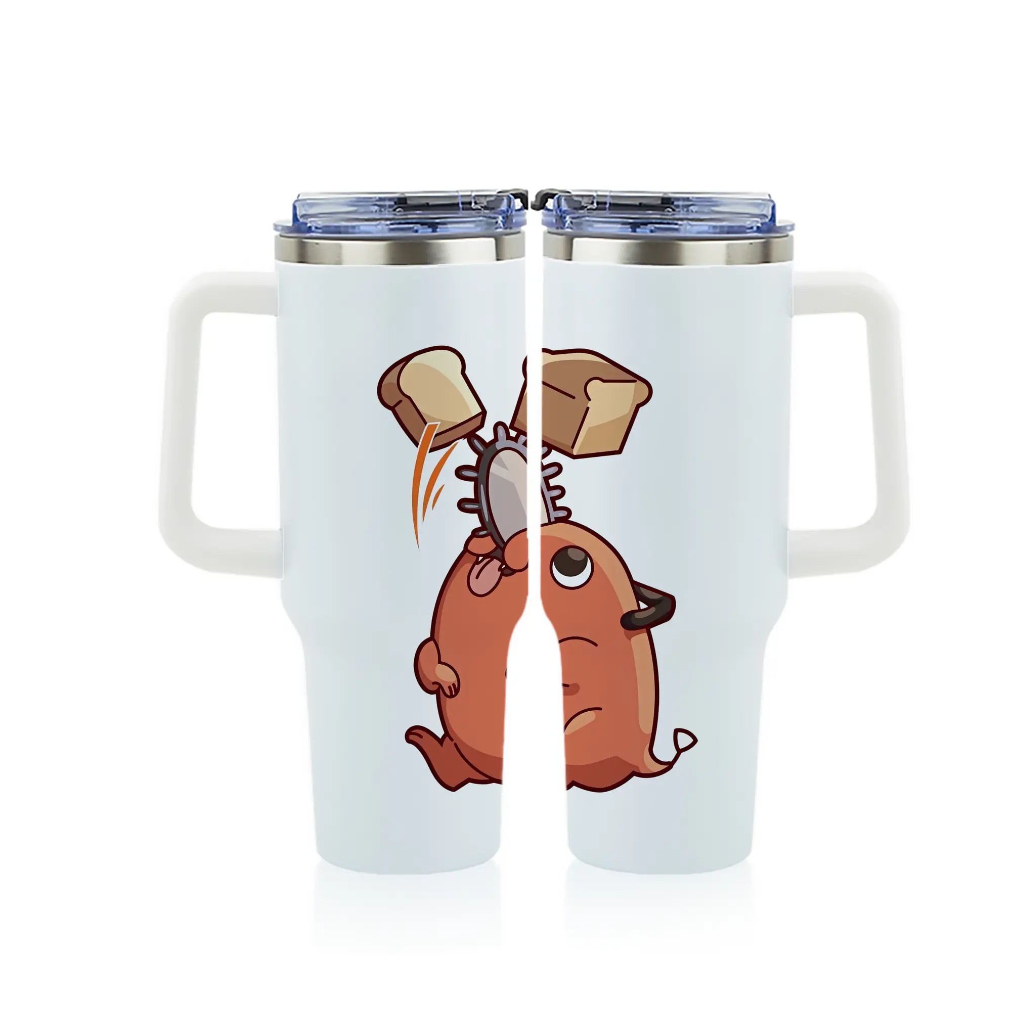 チェンソーマン グッズ,ポチタ - 1200mL フルプリント車用タンブラー ・ 304ステンレス 内側 ・ 201ステンレス 外側 ・ 保温 保冷 ・ 通勤 ドライブ アウトドア用