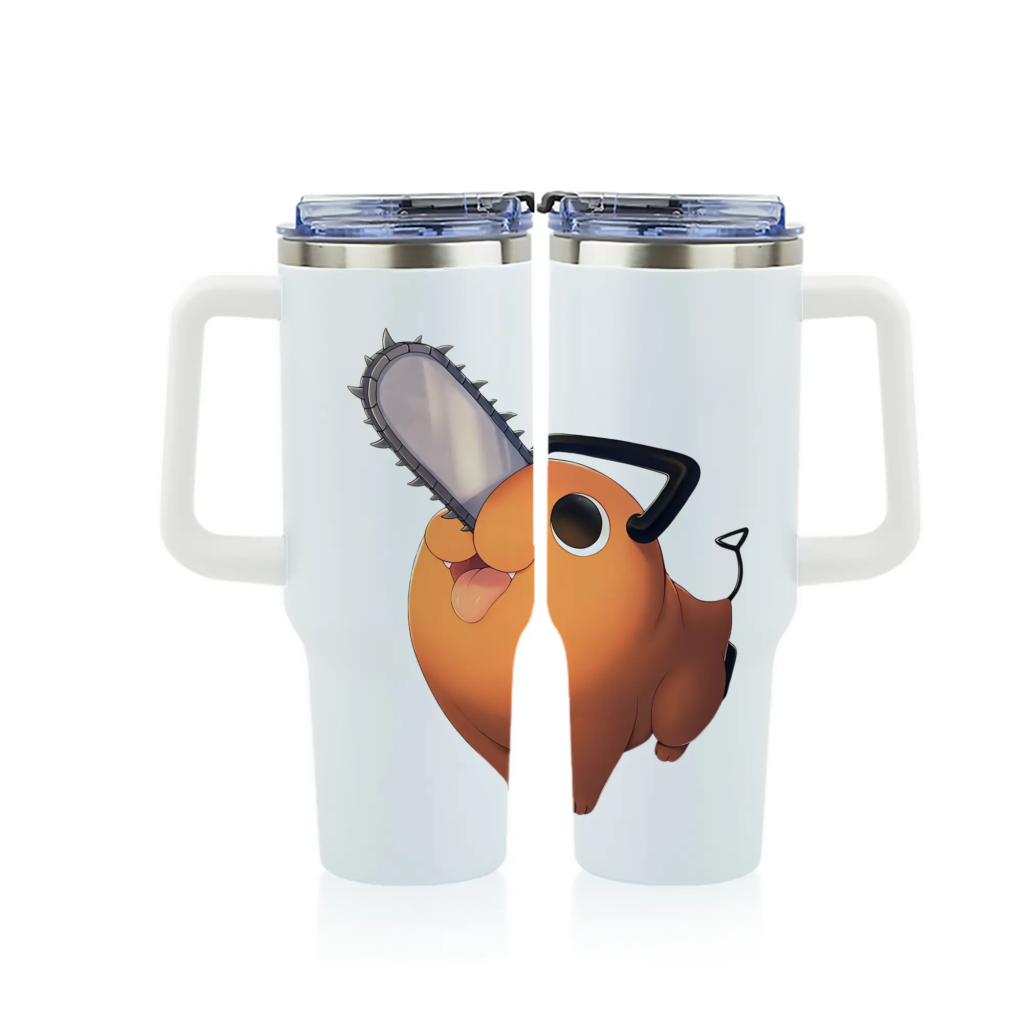 チェンソーマン グッズ,ポチタ - 1200mL フルプリント車用タンブラー ・ 304ステンレス 内側 ・ 201ステンレス 外側 ・ 保温 保冷 ・ 通勤 ドライブ アウトドア用