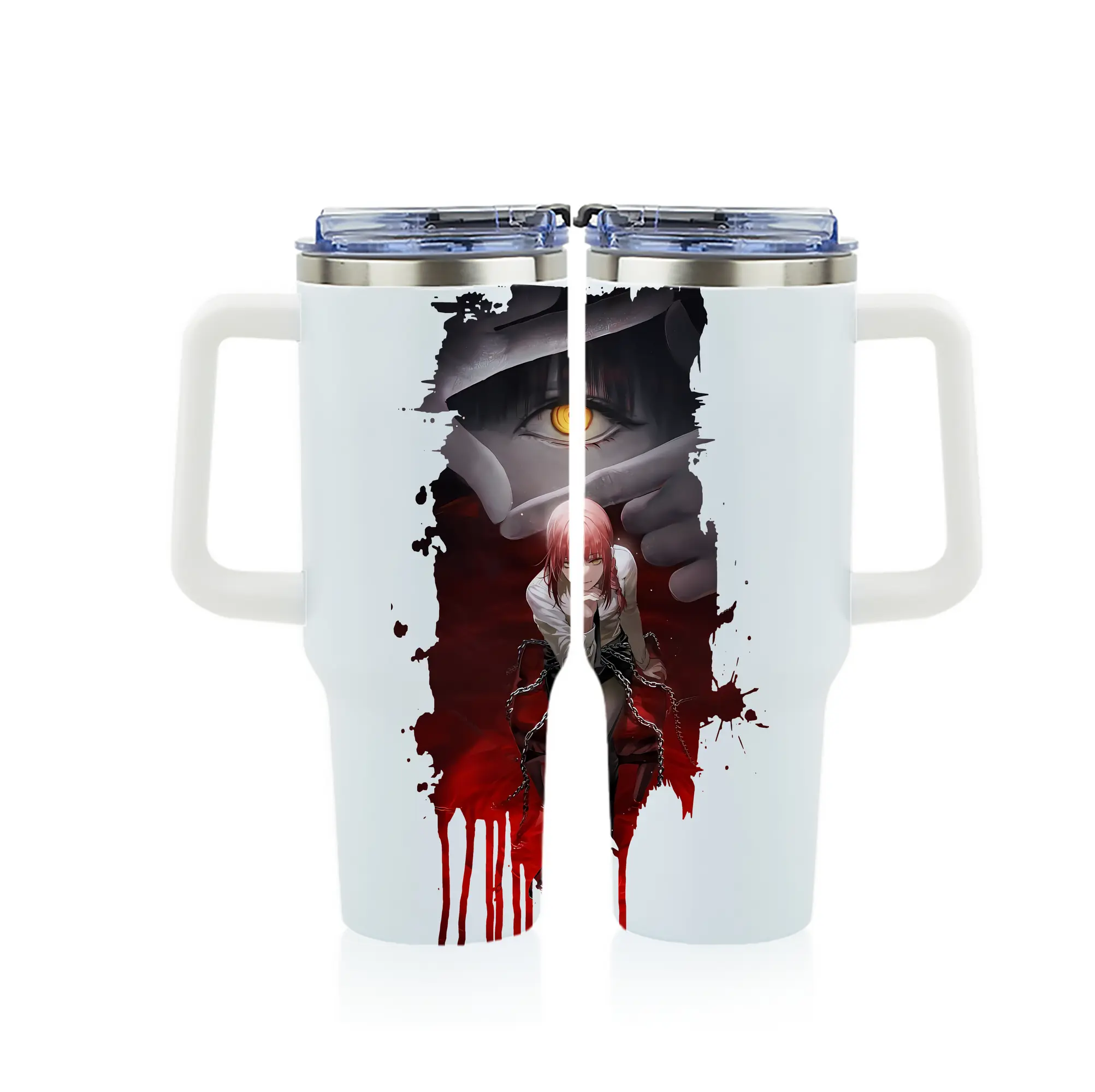 チェンソーマン グッズ,マキマ - 1200mL フルプリント車用タンブラー ・ 304ステンレス 内側 ・ 201ステンレス 外側 ・ 保温 保冷 ・ 通勤 ドライブ アウトドア用