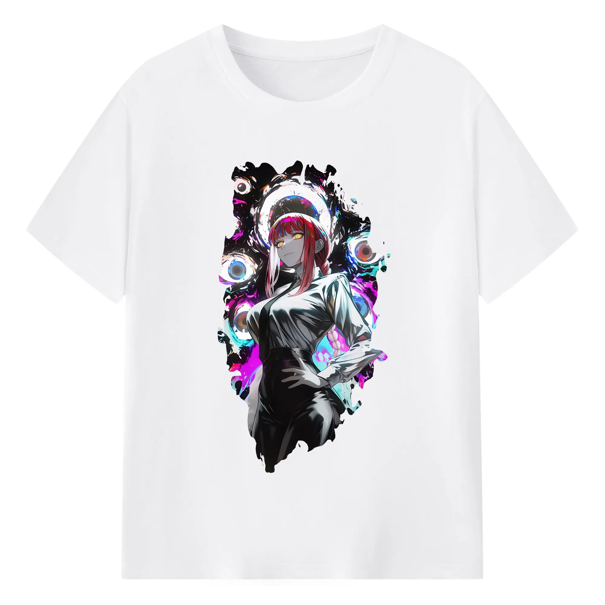 チェンソーマン グッズ,マキマ - 綿100％ 半袖Tシャツ ・ フロントプリント ・ 快適 通気性 ・ 日常使い 散歩 スポーツ用