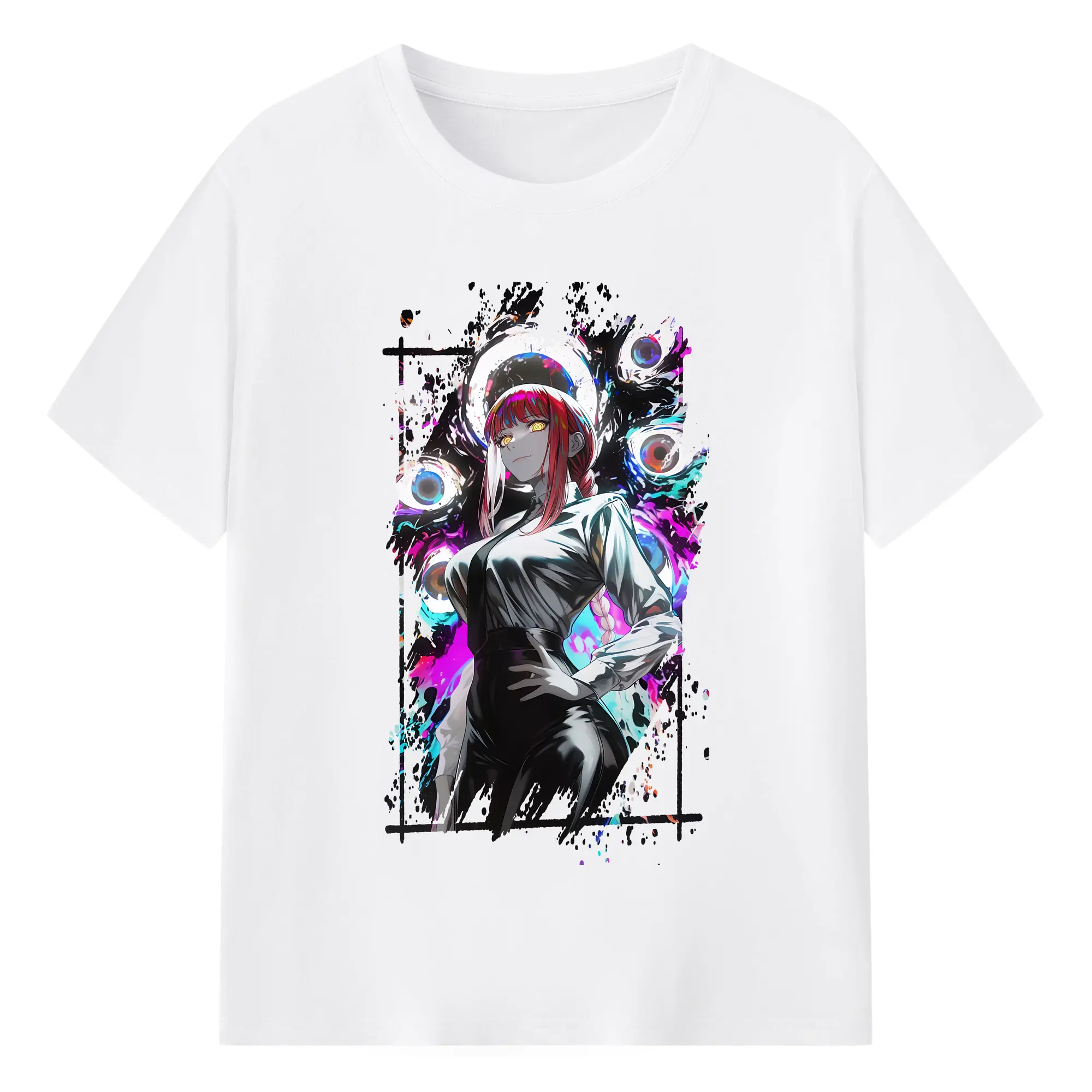 チェンソーマン グッズ,マキマ - 綿100％ 半袖Tシャツ ・ フロントプリント ・ 快適 通気性 ・ 日常使い 散歩 スポーツ用