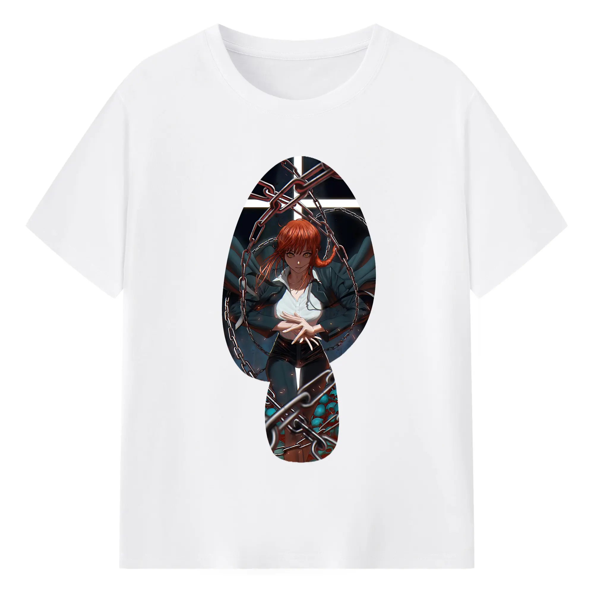 チェンソーマン グッズ,マキマ - 綿100％ 半袖Tシャツ ・ フロントプリント ・ 快適 通気性 ・ 日常使い 散歩 スポーツ用