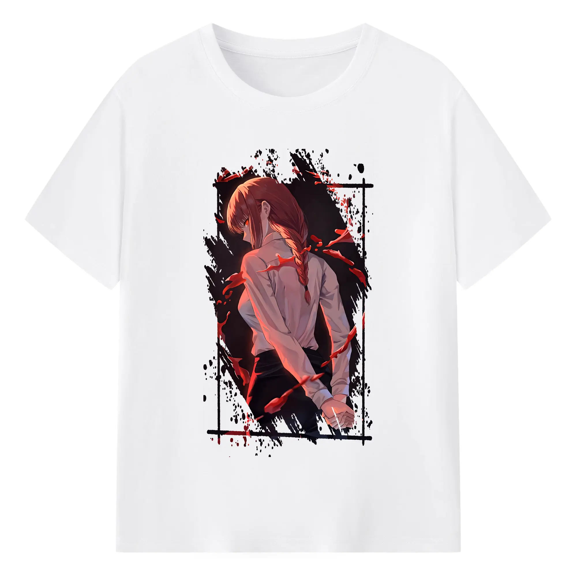 チェンソーマン グッズ,マキマ - 綿100％ 半袖Tシャツ ・ フロントプリント ・ 快適 通気性 ・ 日常使い 散歩 スポーツ用