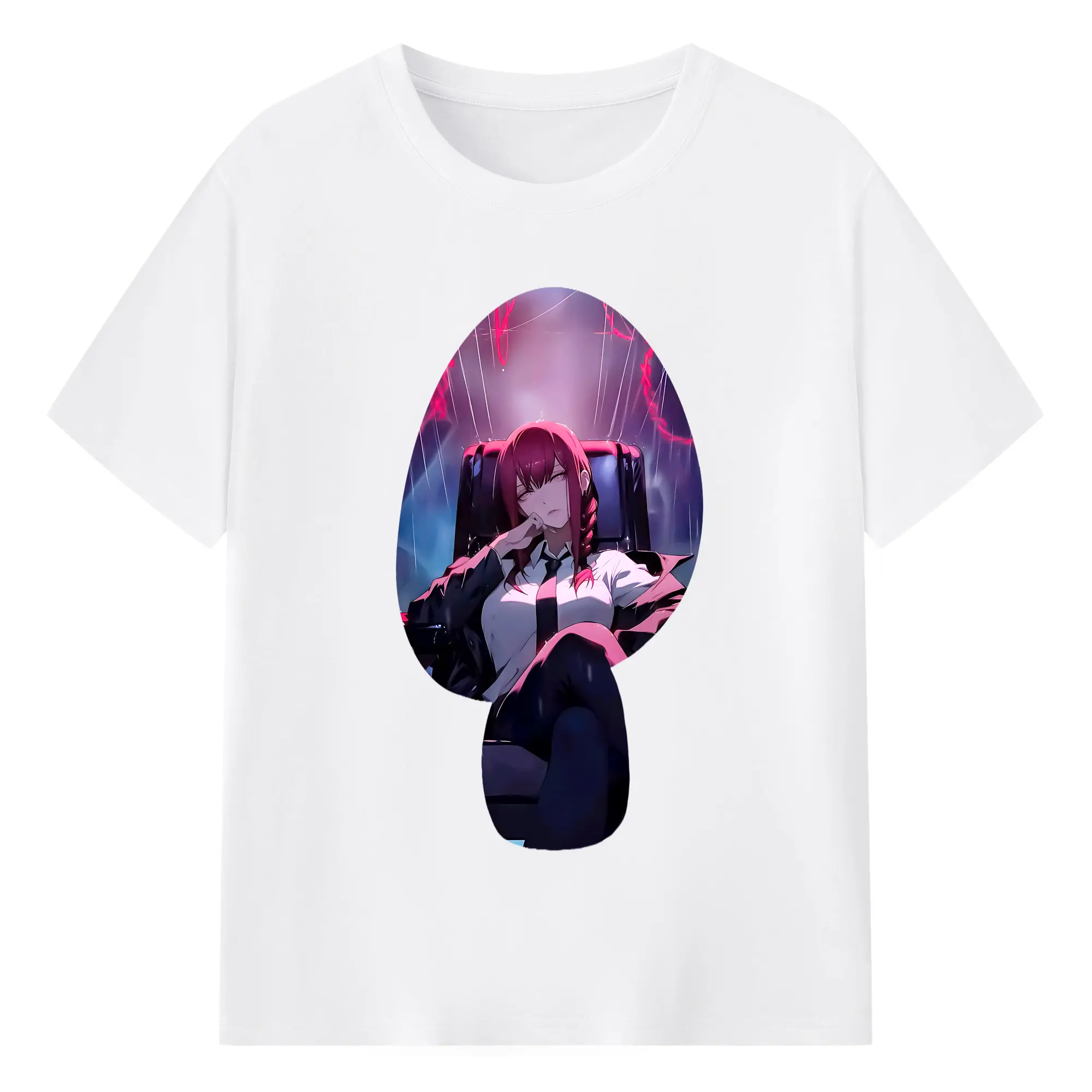 チェンソーマン グッズ,マキマ - 綿100％ 半袖Tシャツ ・ フロントプリント ・ 快適 通気性 ・ 日常使い 散歩 スポーツ用