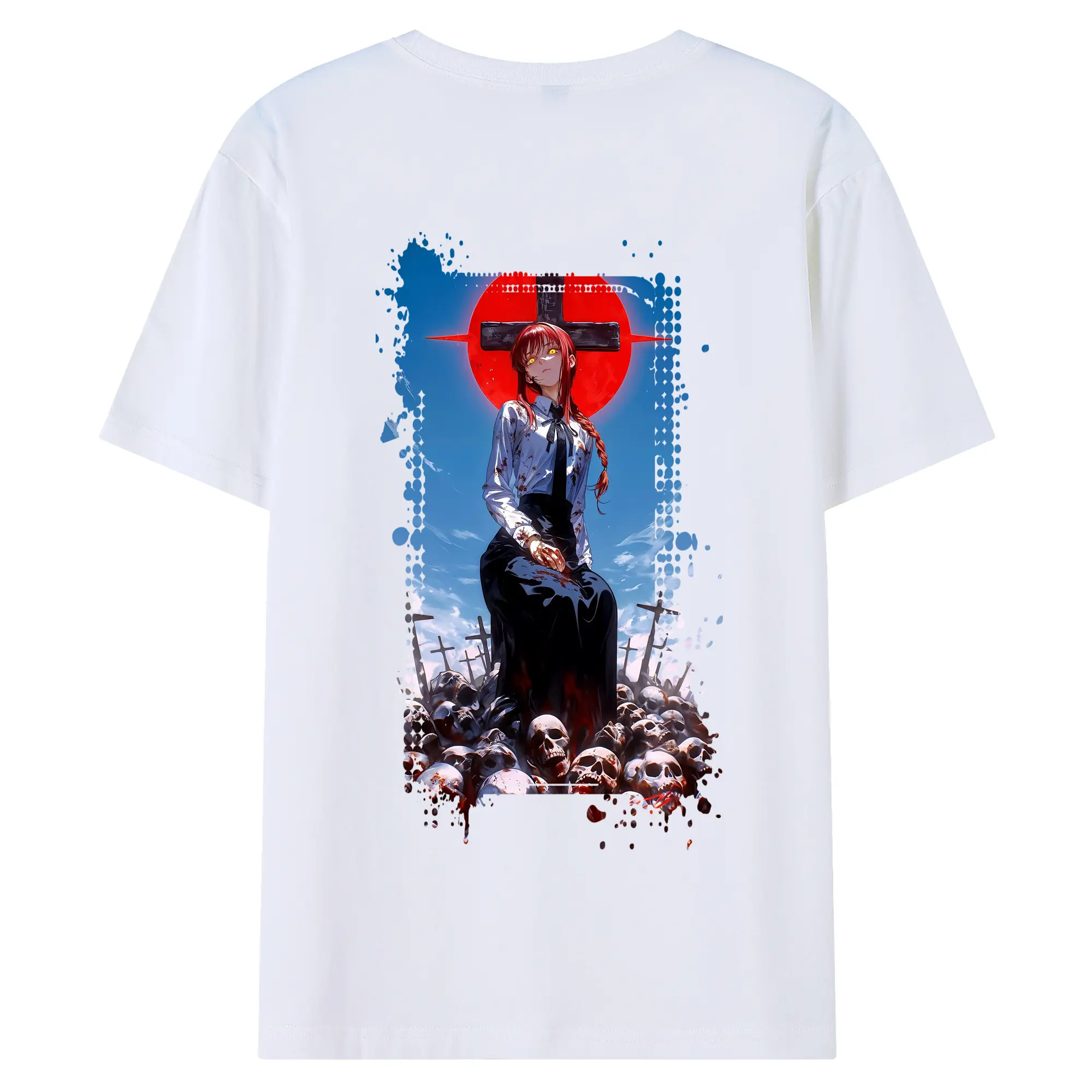 チェンソーマン グッズ,マキマ - 綿100％ 半袖Tシャツ ・ バックプリント ・ 快適 通気性 ・ 日常使い 散歩 スポーツ用