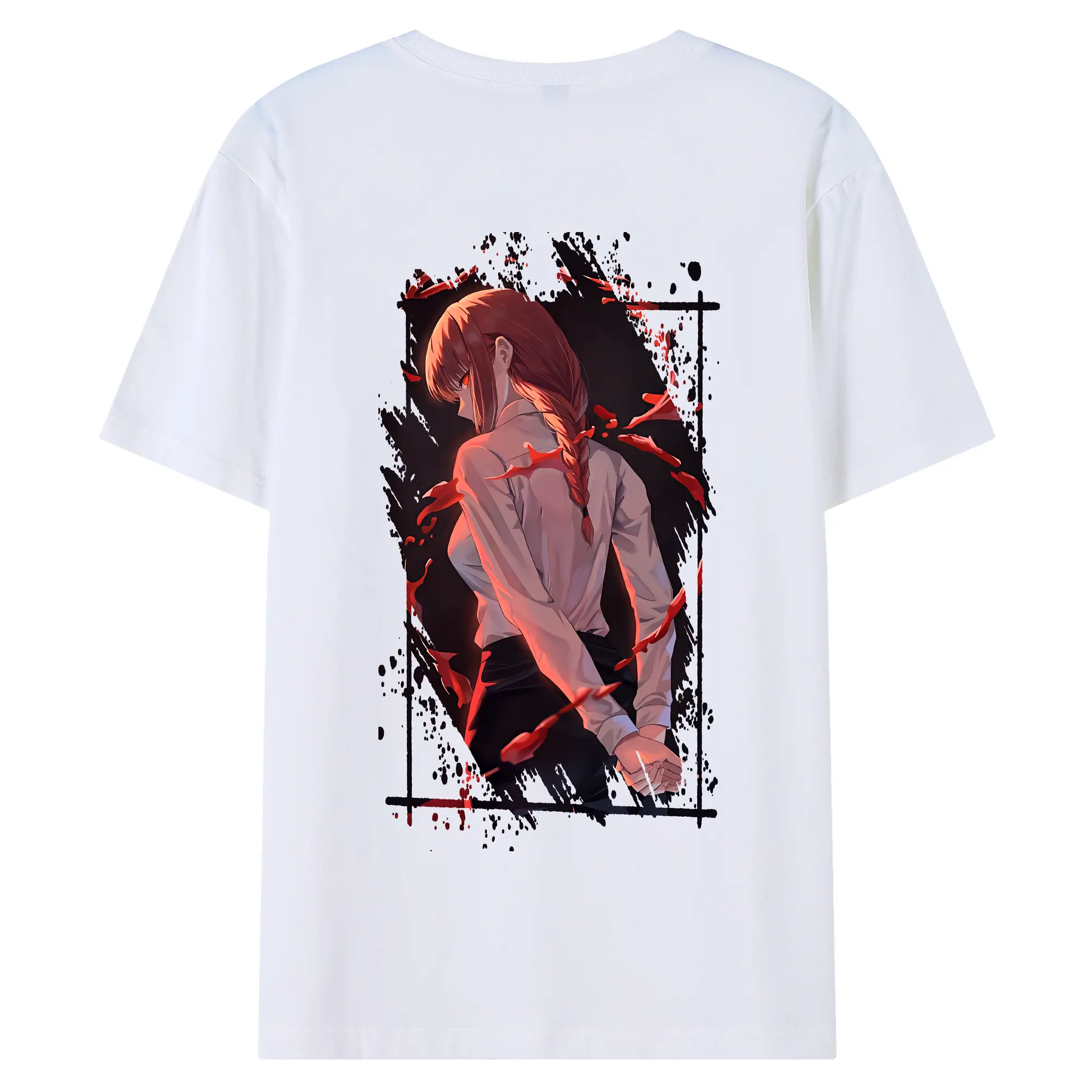 チェンソーマン グッズ,マキマ - 綿100％ 半袖Tシャツ ・ バックプリント ・ 快適 通気性 ・ 日常使い 散歩 スポーツ用