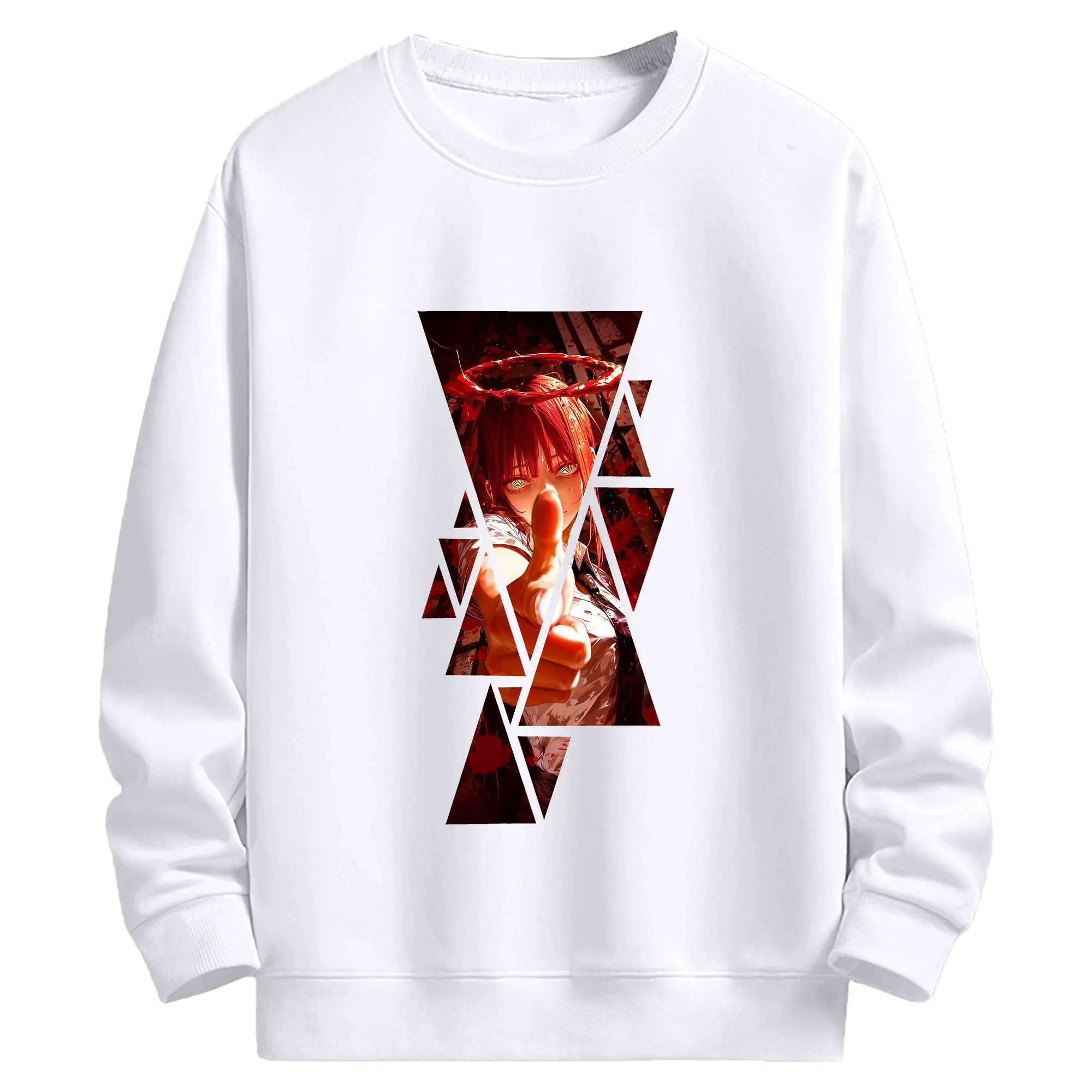 チェンソーマン グッズ,マキマ - 高品質 クルーネック スウェット ・ コットン59％ ポリエステル41％ ・ ユニセックス 長袖 トレーナー ・ カジュアル デイリー スポーツ 散歩用