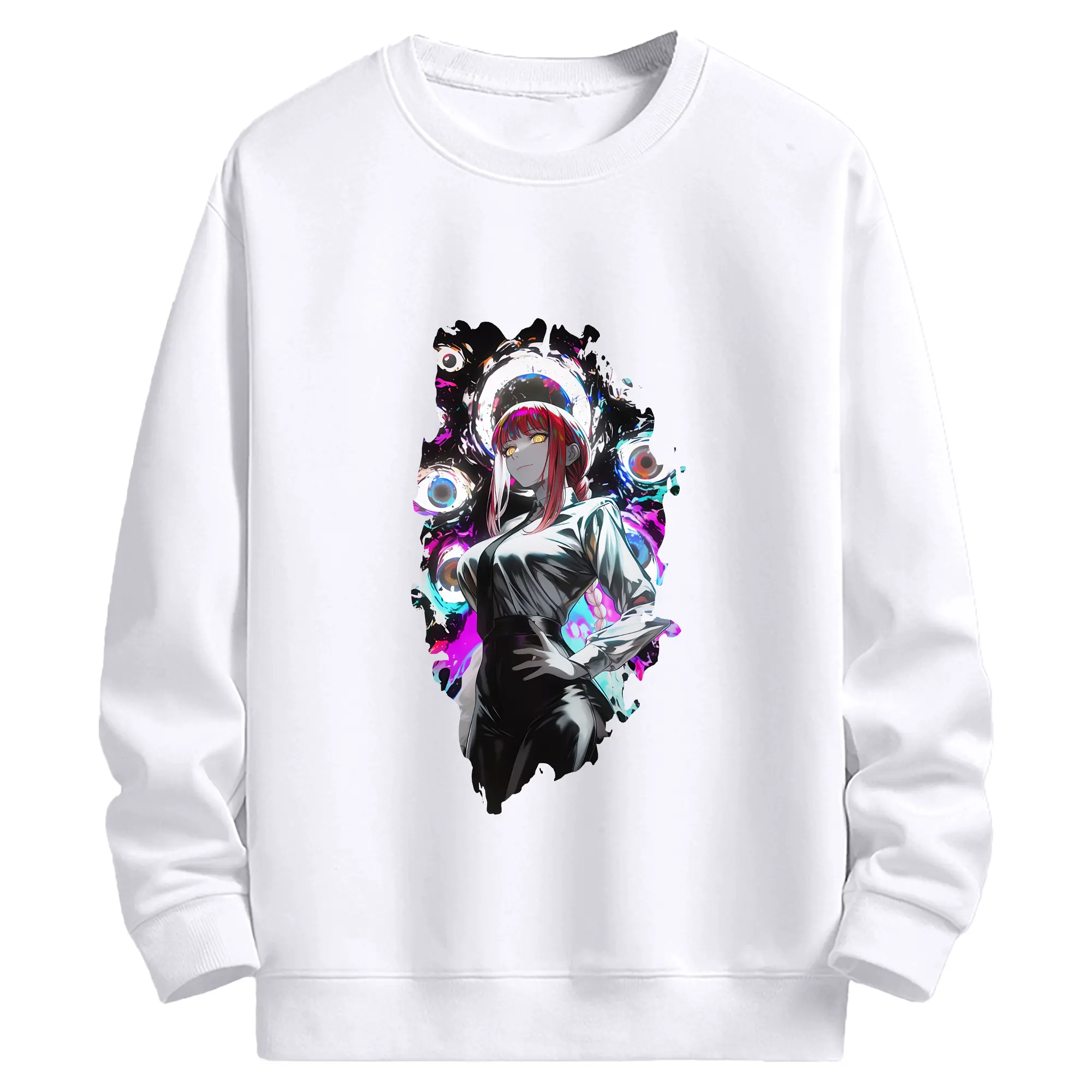 チェンソーマン グッズ,マキマ - 高品質 クルーネック スウェット ・ コットン59％ ポリエステル41％ ・ ユニセックス 長袖 トレーナー ・ カジュアル デイリー スポーツ 散歩用