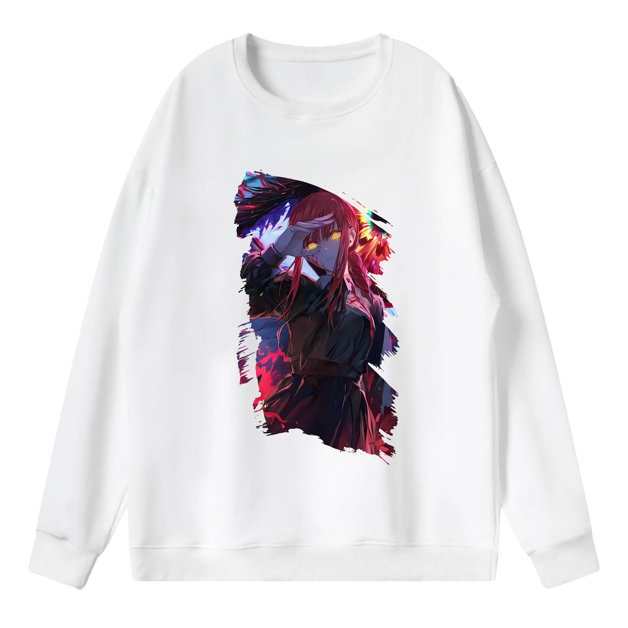 チェンソーマン グッズ,マキマ - 薄手 クルーネック スウェット 裏毛260g · ポリエステル 春秋向け カジュアル 男女兼用 · トレーナー デイリー スポーツ 散歩に最適